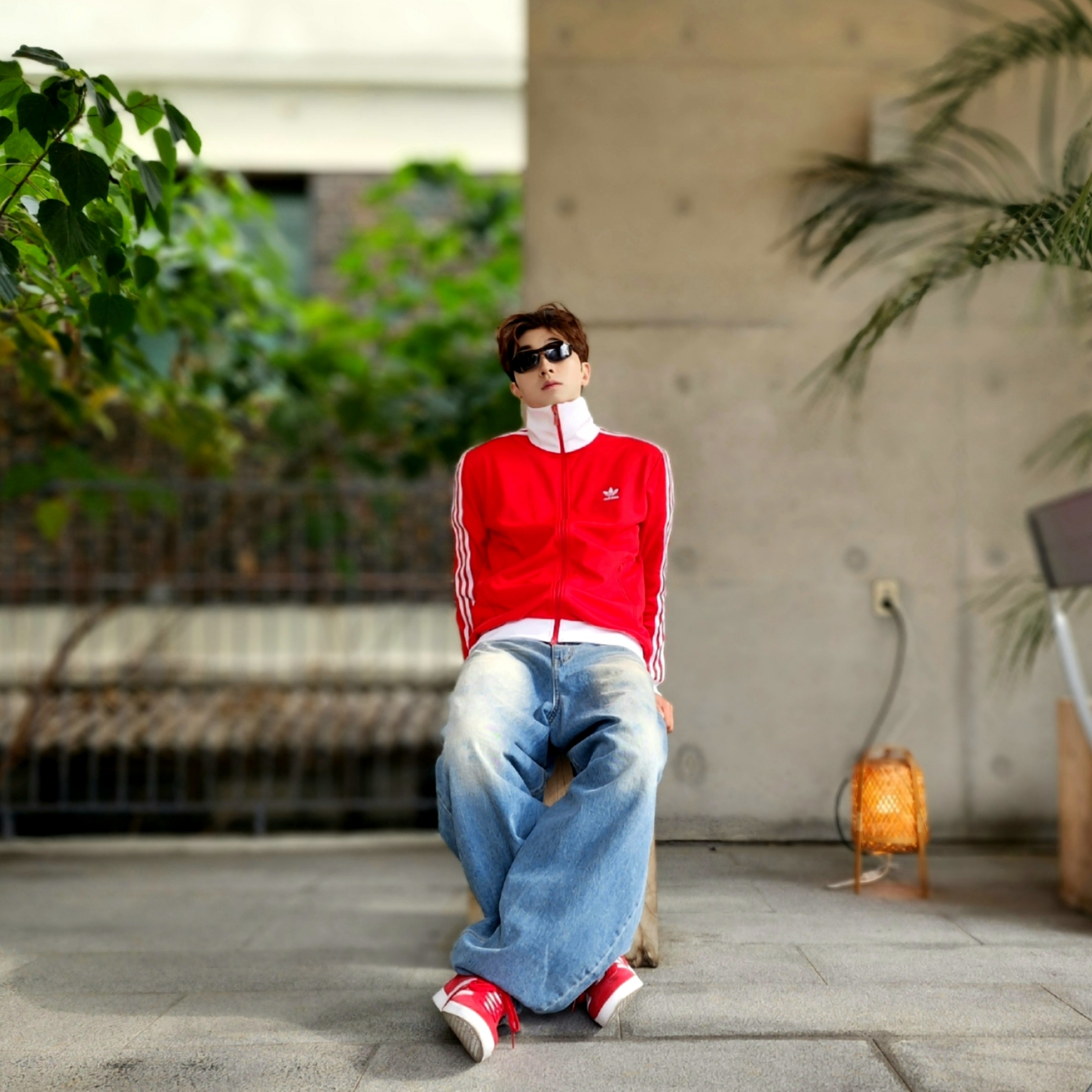 Adidas Gazelle Power Red, Adidas Adicolor Classic Beckenbauer Track Top Better Scarlet White - KR Sizing 착용 스타일 - 2