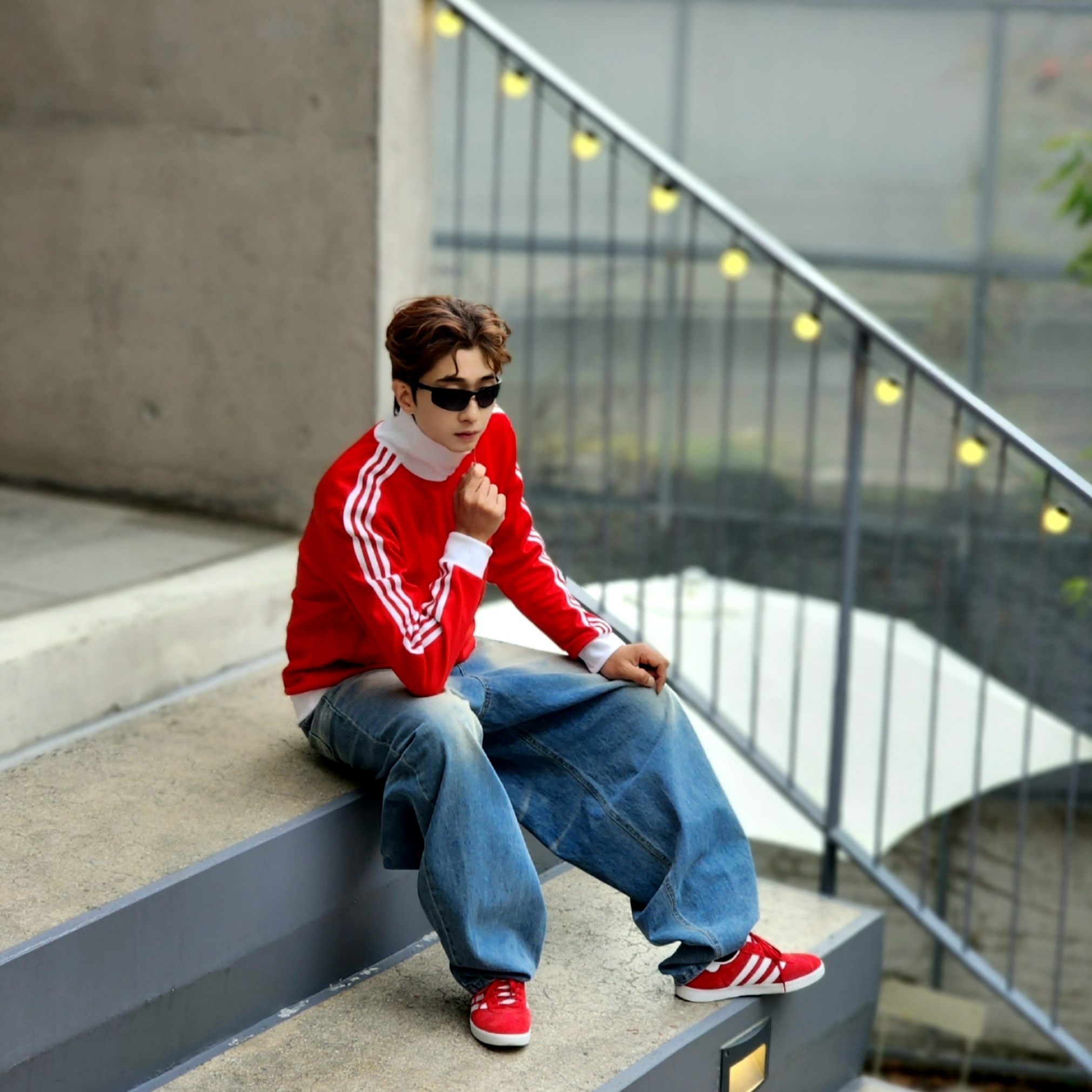 Adidas Gazelle Power Red, Adidas Adicolor Classic Beckenbauer Track Top Better Scarlet White - KR Sizing 착용 스타일 - 1