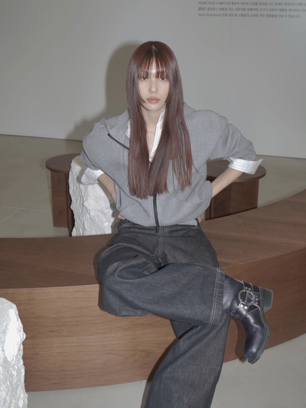 (W) Zara x Studio Nicholson Hooded Jacket Grey 착용 스타일