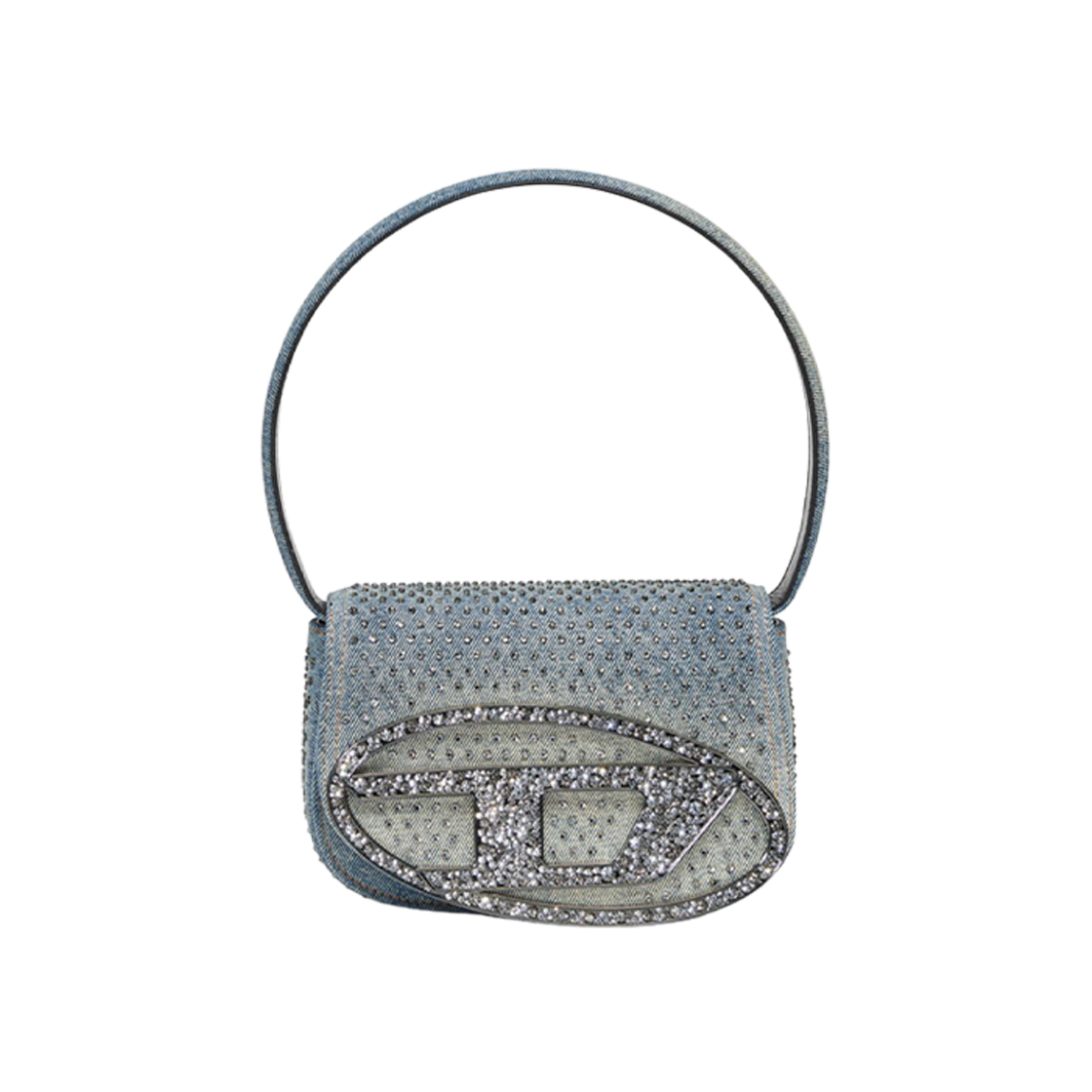 (W) Diesel 1DR Iconic Shoulder Bag Denim and Crystals Light Blue 상세 이미지 1