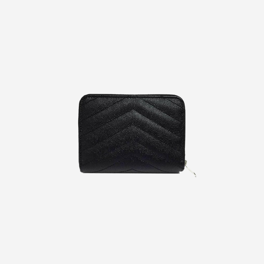 Saint Laurent Cassandre Matelasse Compact Zip Around Wallet in Grain De Poudre Embossed Leather Black 상세 이미지 2