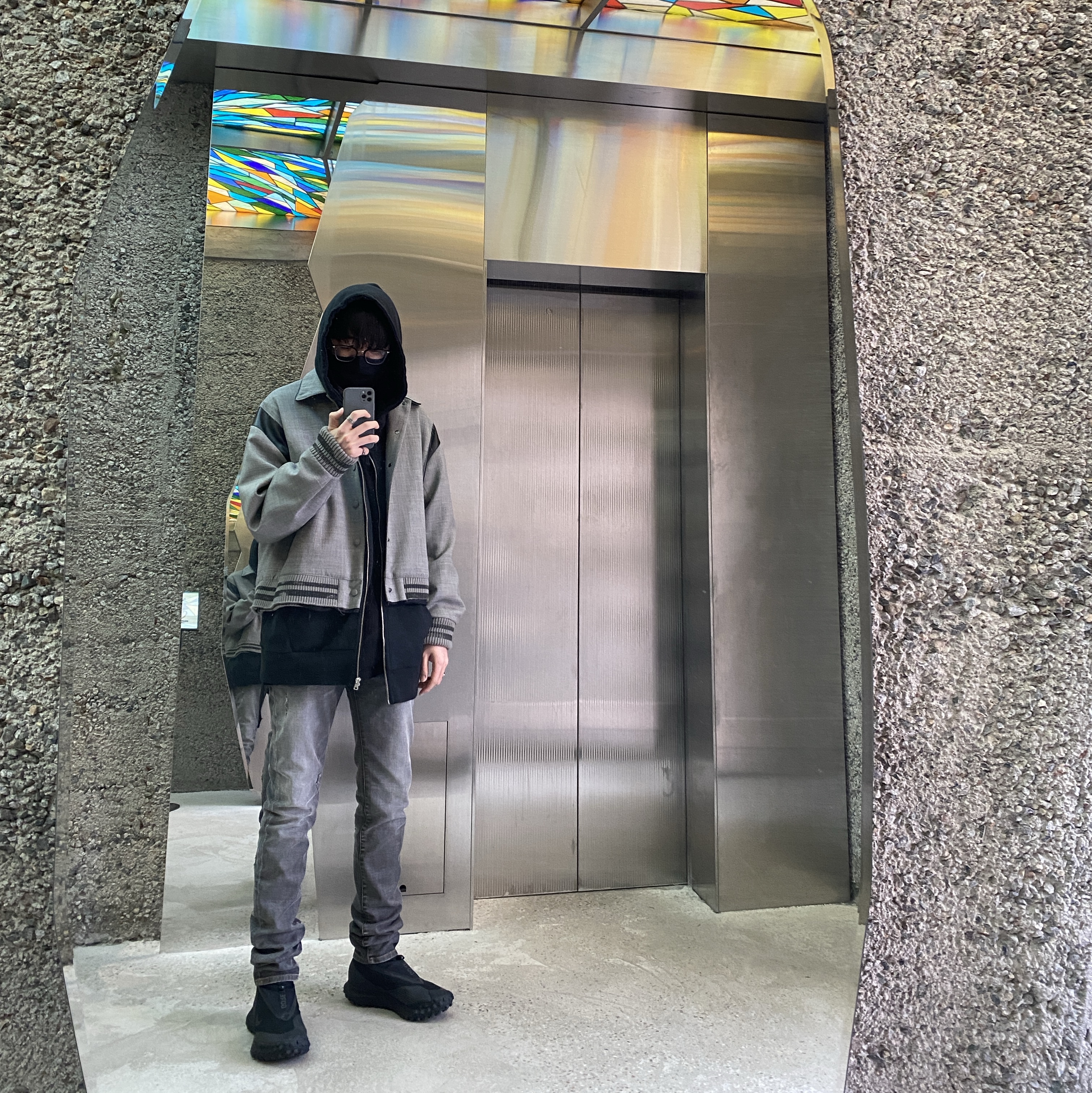 Ader Error Tedd Jacket Grey, Undermycar Legion.03 Slim Fit Blue Stitch Washed Jeans Washed Gray 착용 스타일