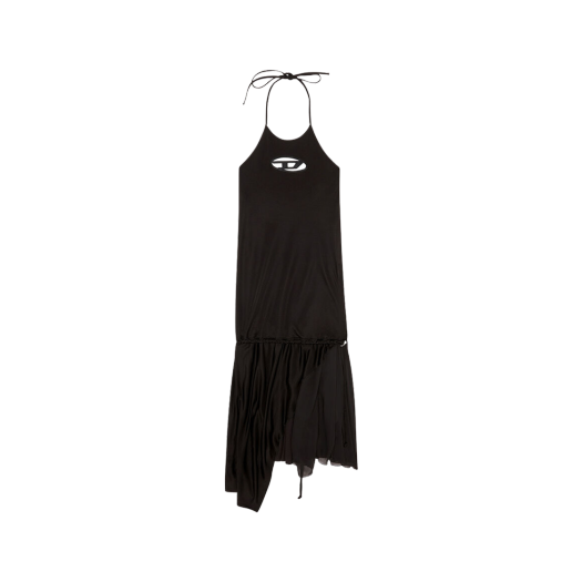 (W) 디젤 홀터넥 드레스 시폰 헴 블랙