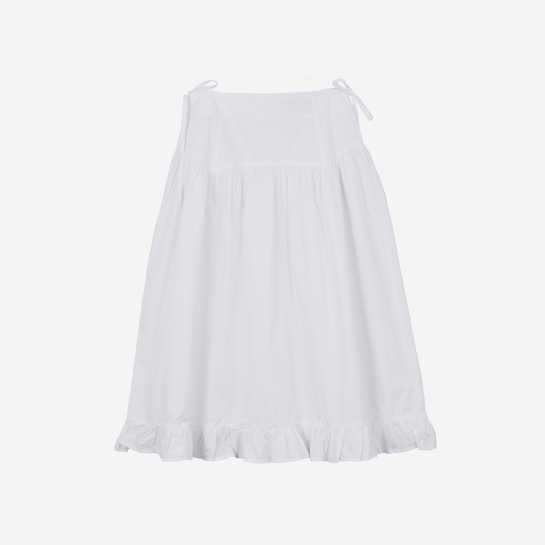 23FWSK002 Saenginstudios Corset Shirring Ruffle Skirt White