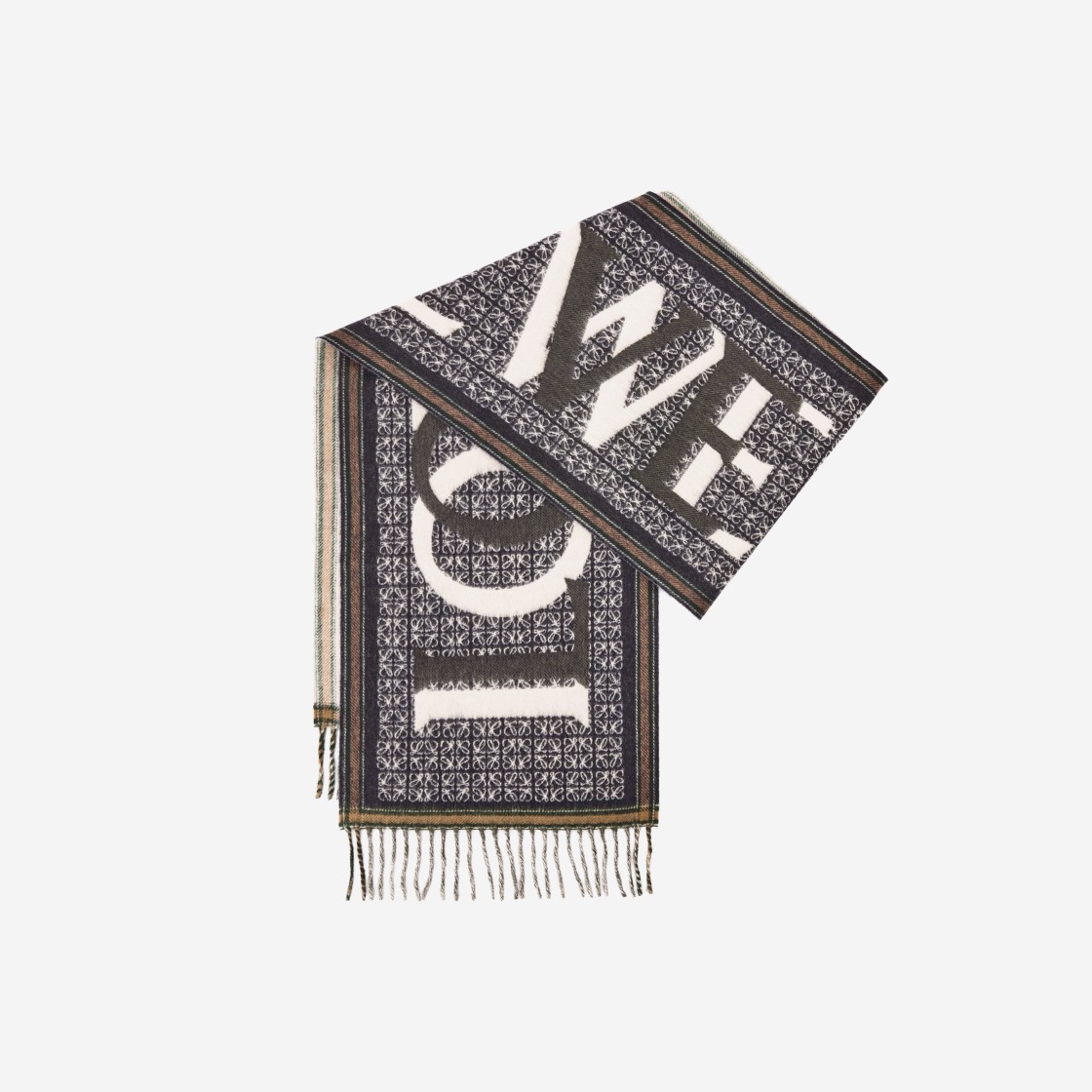 (W) Loewe Love Scarf in Wool and Cashmere Navy Blue 상세 이미지 1