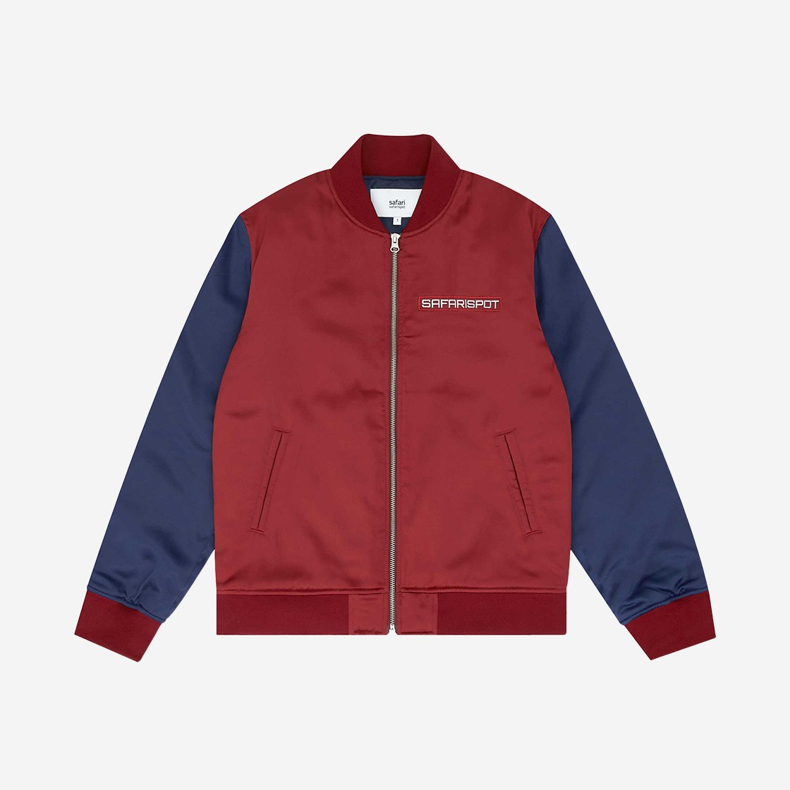 Safarispot Satin Bomber Jacket Navy Burgundy 상세 이미지 1