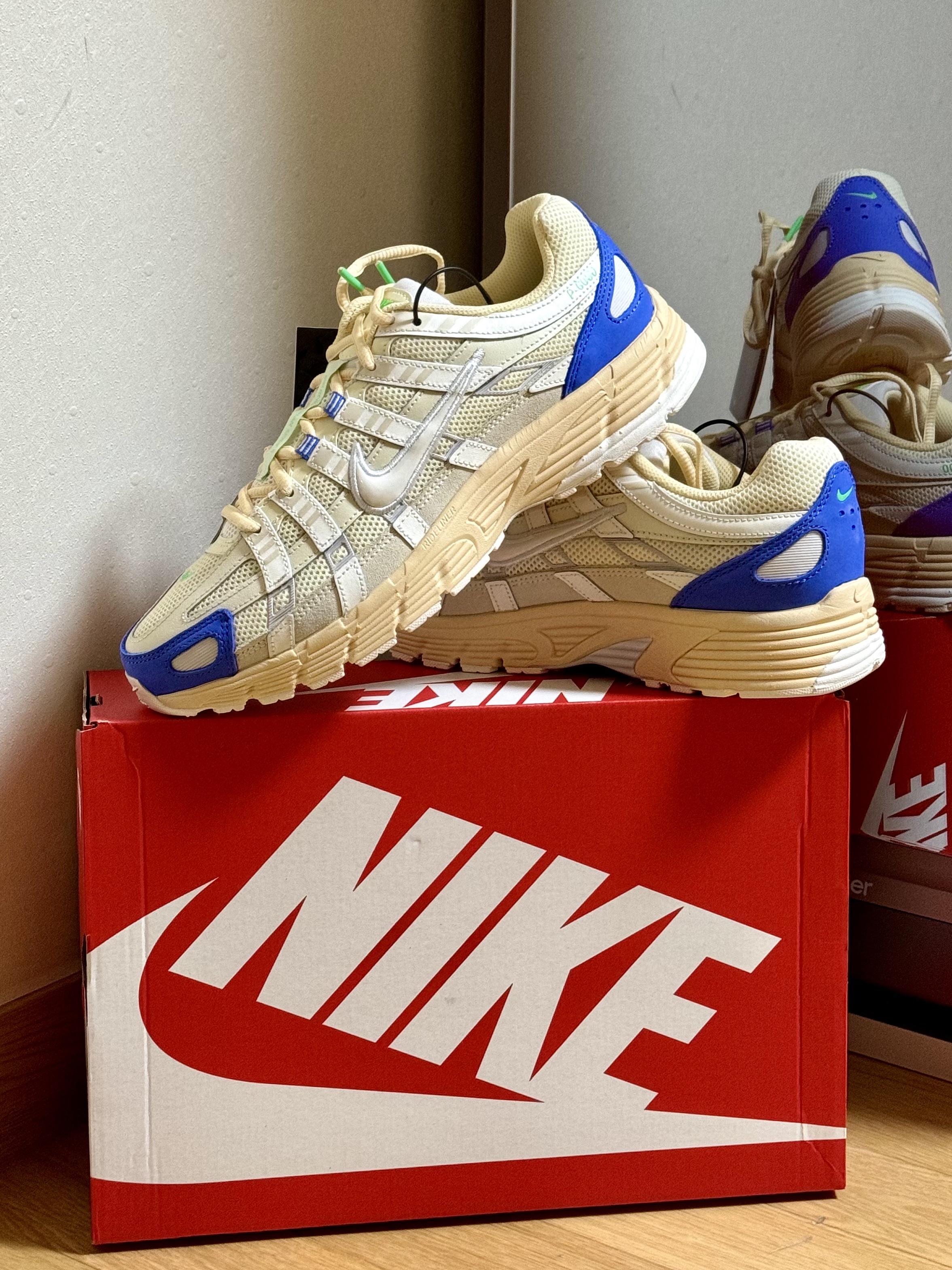 Nike P-6000 Coconut Milk Medium Blue 착용 스타일