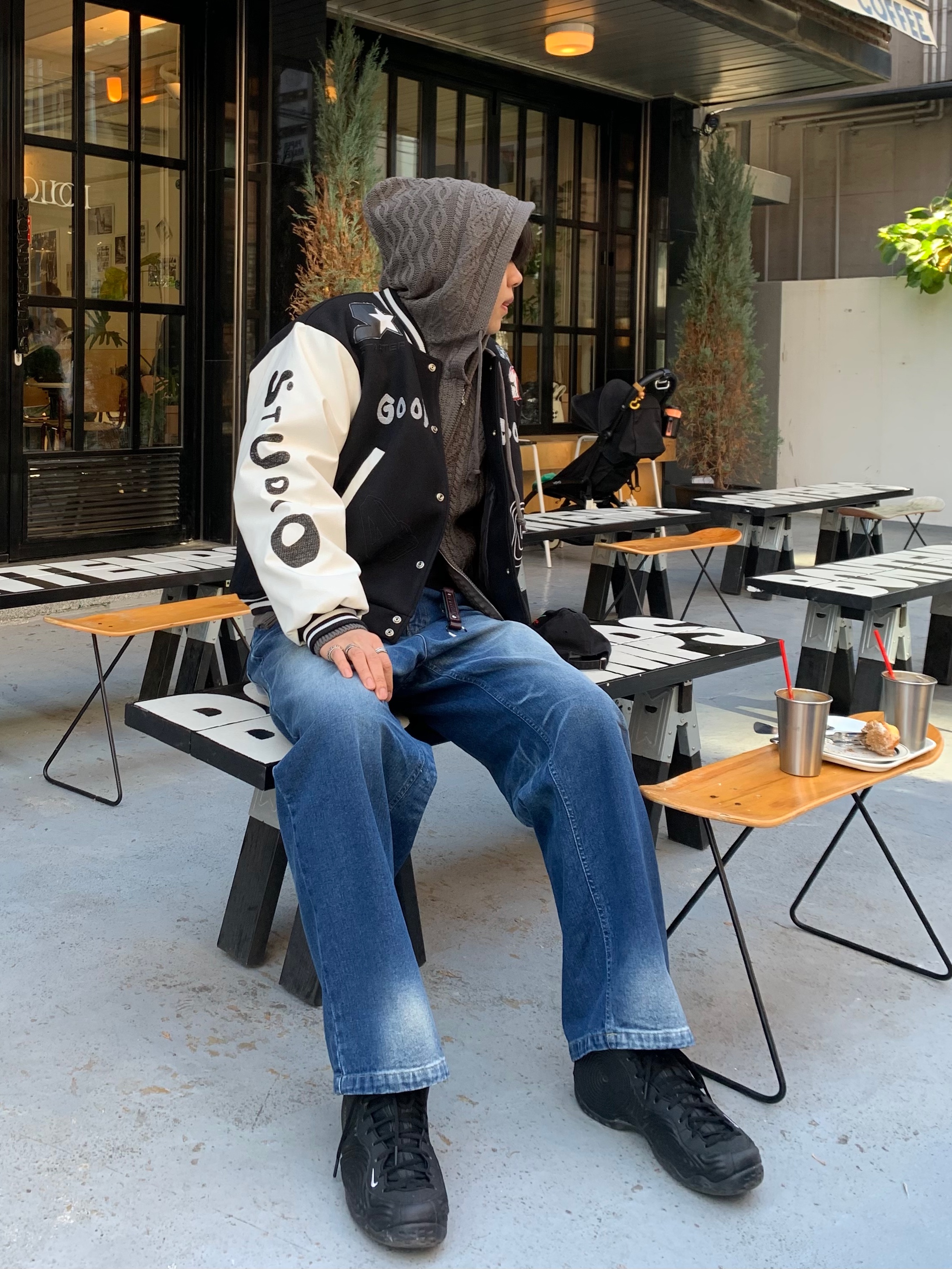 Nike x Comme des Garcons Homme Plus Air Foamposite One Black 착용 스타일 - 3