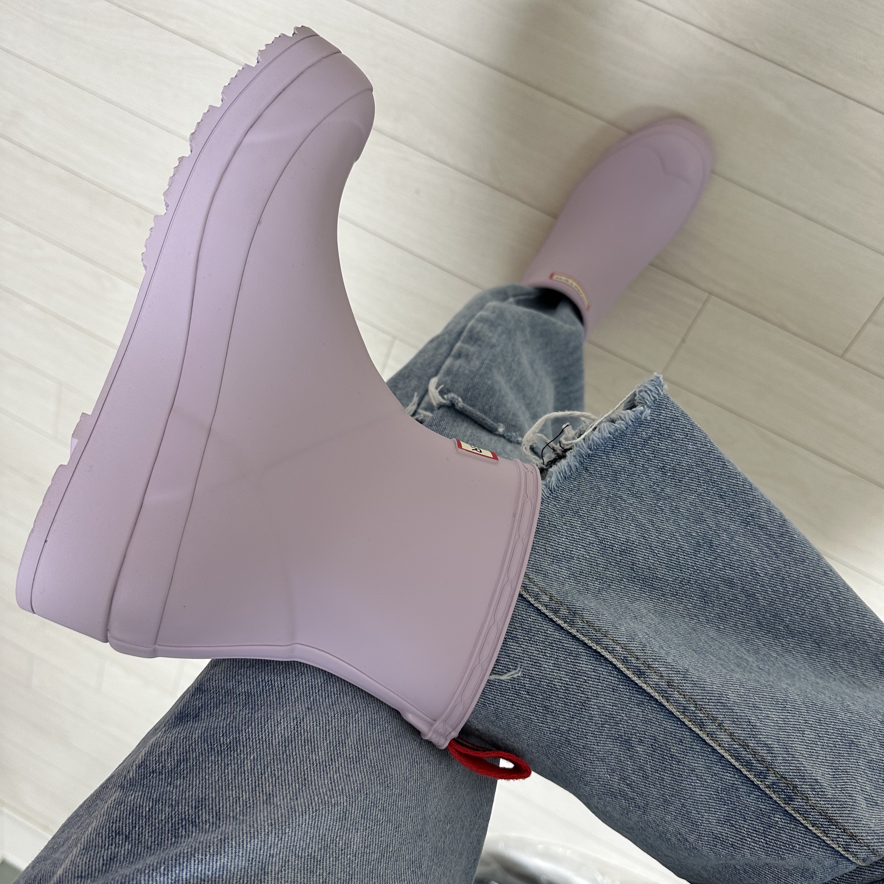 (W) Hunter Play Short Rain Boots Tempered Mauve 착용 스타일