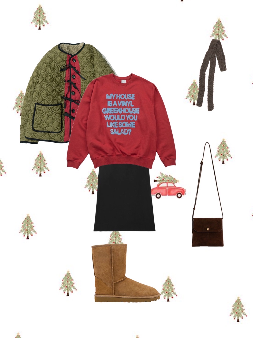 Thevinylhouse Mohair Multi Striped Sweater Red, COS Quilted Messenger Bag Black 착용 스타일 - 5