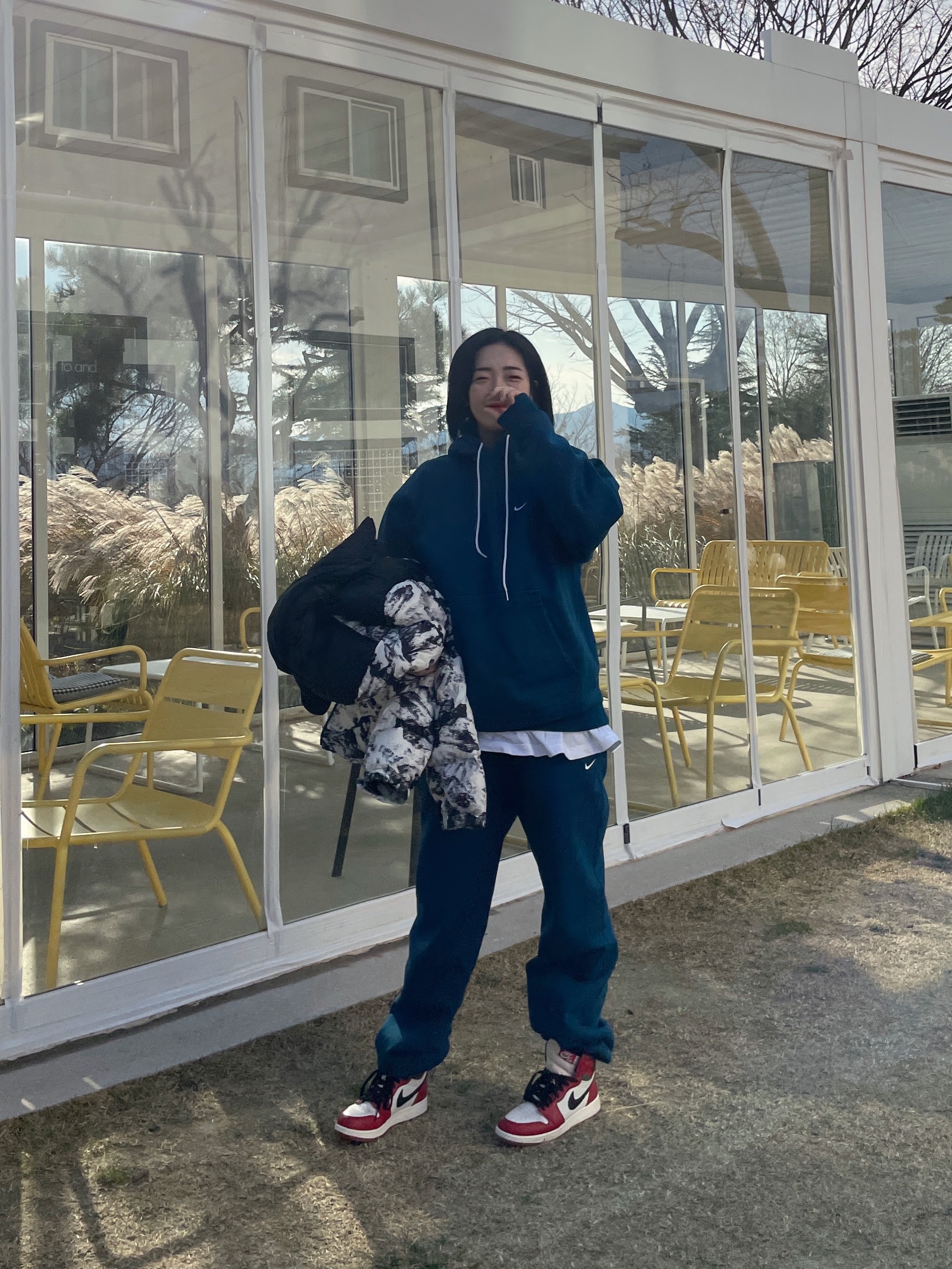 (W) Nike NRG Solo Swoosh Fleece Pants Valerian Blue - US/EU, Nike NRG Solo Swoosh Fleece Hoodie Valerian Blue - US/EU 착용 스타일