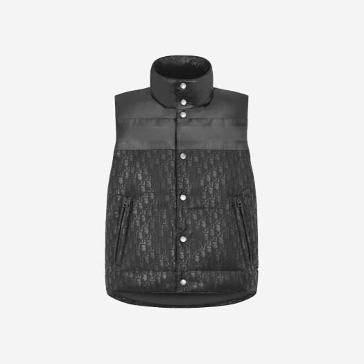 (W) 디올 디올알프스 슬리브리스 다운 자켓 퀼티드 디올 오블리크 테크니컬 패브릭 블랙