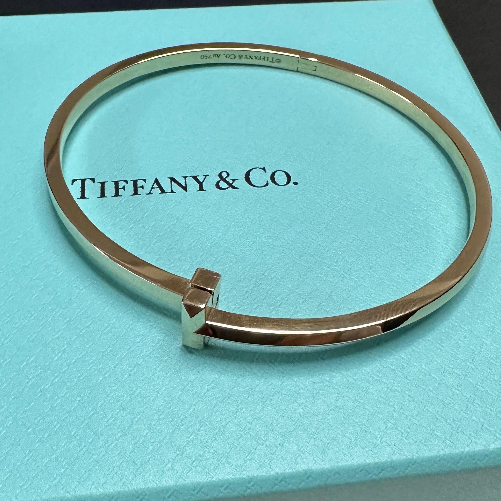 Tiffany & Co. Tiffany T1 Narrow Hinged Bangle Rose Gold, Fred Force 10 Steel Cable Bracelet Large 18K White Gold 착용 스타일 - 5