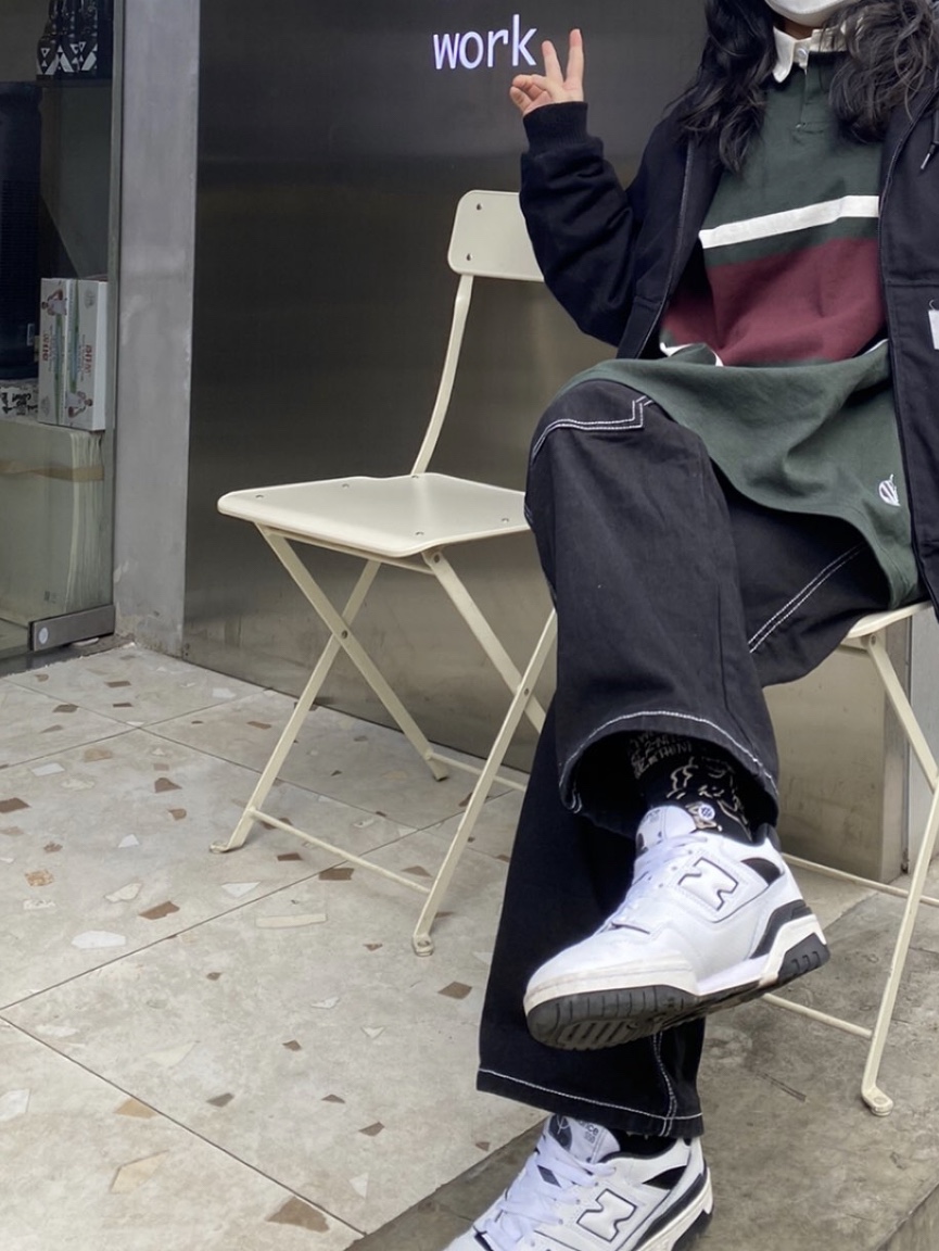 New Balance 550 White Grey - 2E Wide 착용 스타일