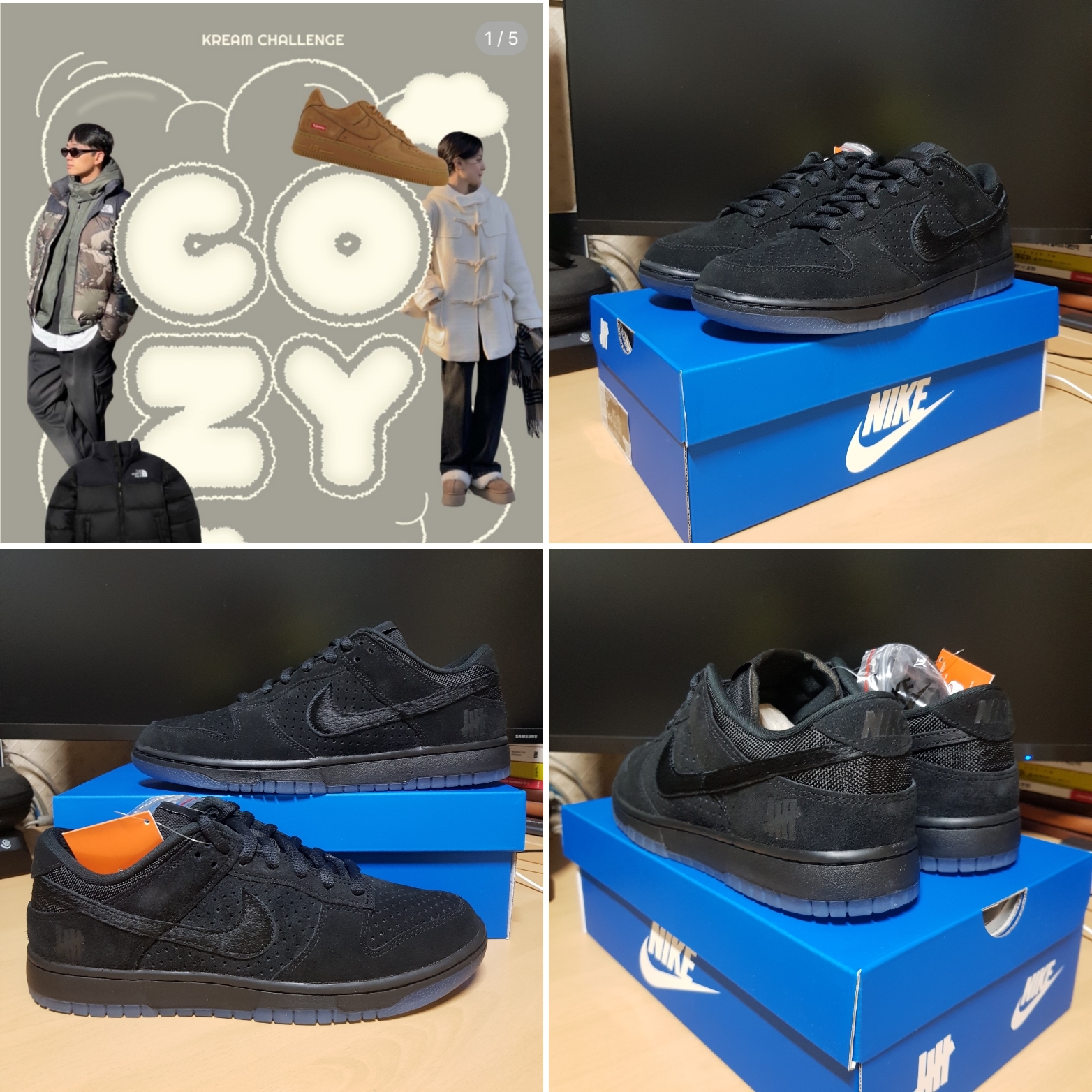 Nike x Undefeated Dunk Low SP 5 On It Black 착용 스타일