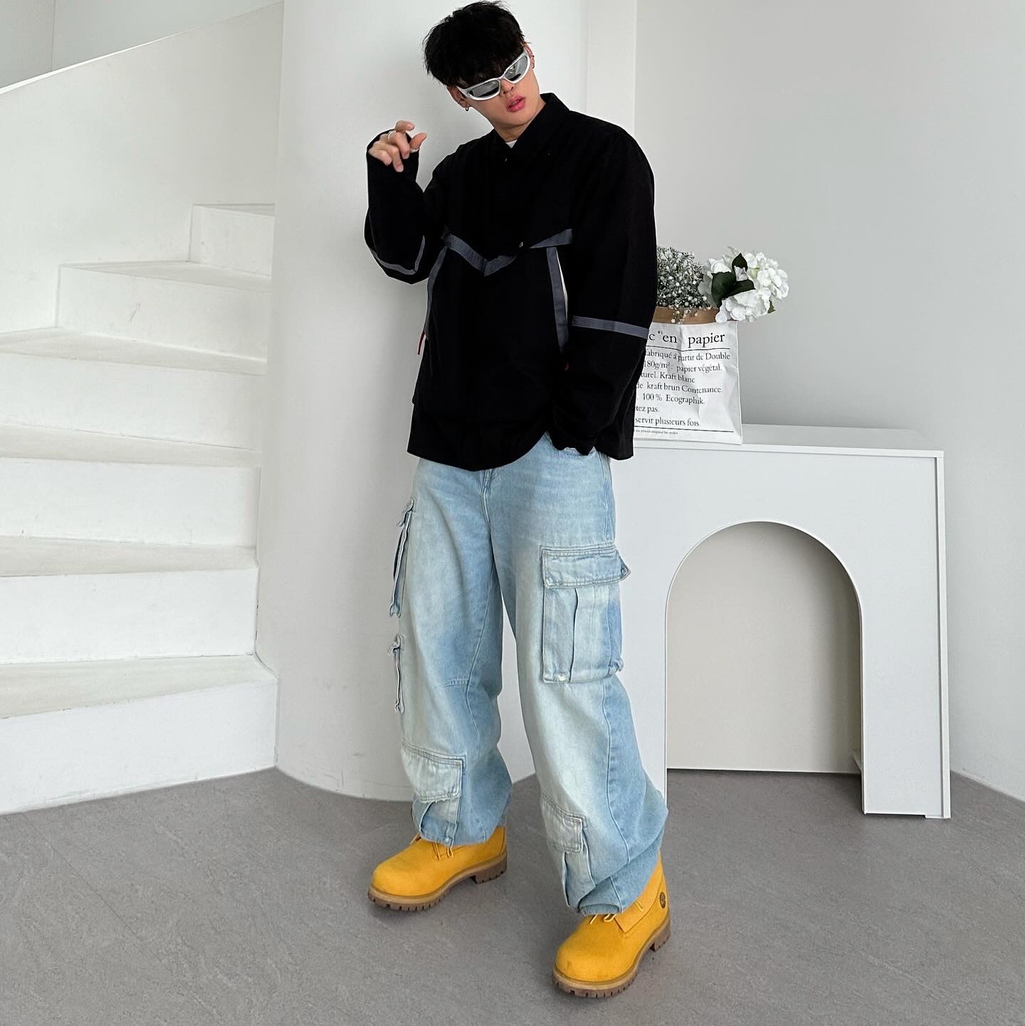 Timberland Premium 6 inch Waterproof Boot Wheat Nubuck - Wide, Balenciaga Swift Oval Sunglasses Silver 착용 스타일 - 3