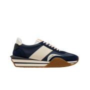 Tom Ford Suede Technical Fabric James Sneakers Midnight Blue Beige Cream