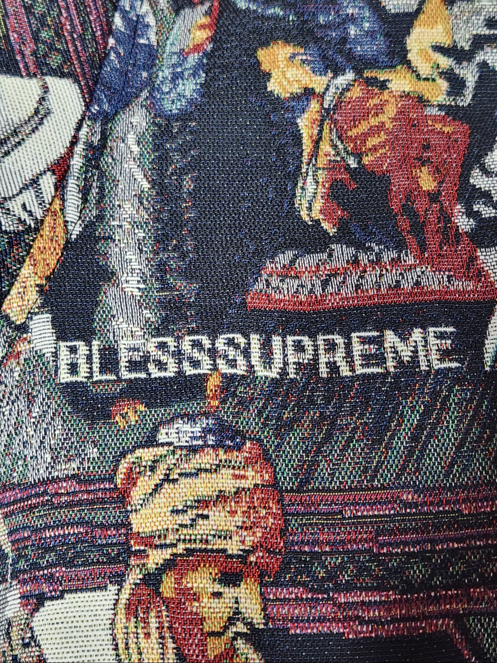 Supreme x Bless Tapestry Down Puffer Jacket Multicolor - 23FW 착용 스타일 - 5