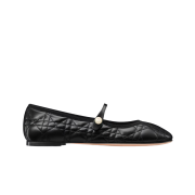 (W) Dior Ballet Flat Quilted Cannage Lambskin Black