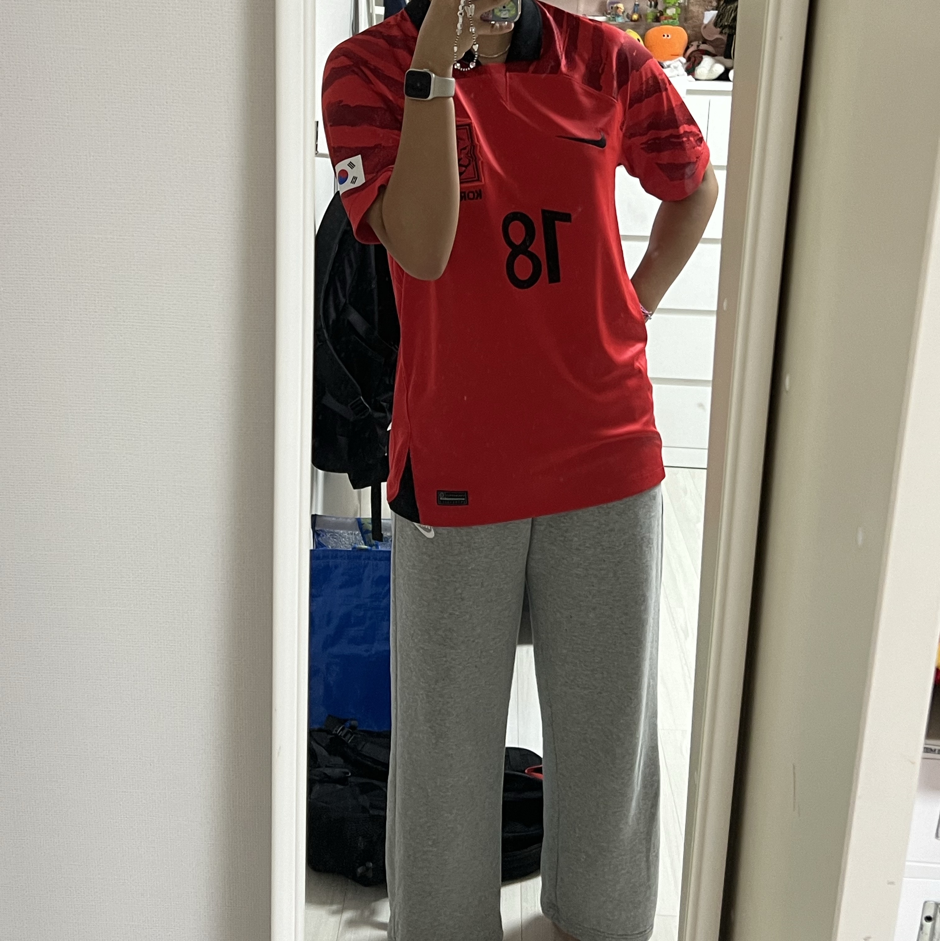 Nike Korea Dri-Fit Stadium Home SS Jersey Global Red - Asia (Non Marking Ver.) 착용 스타일
