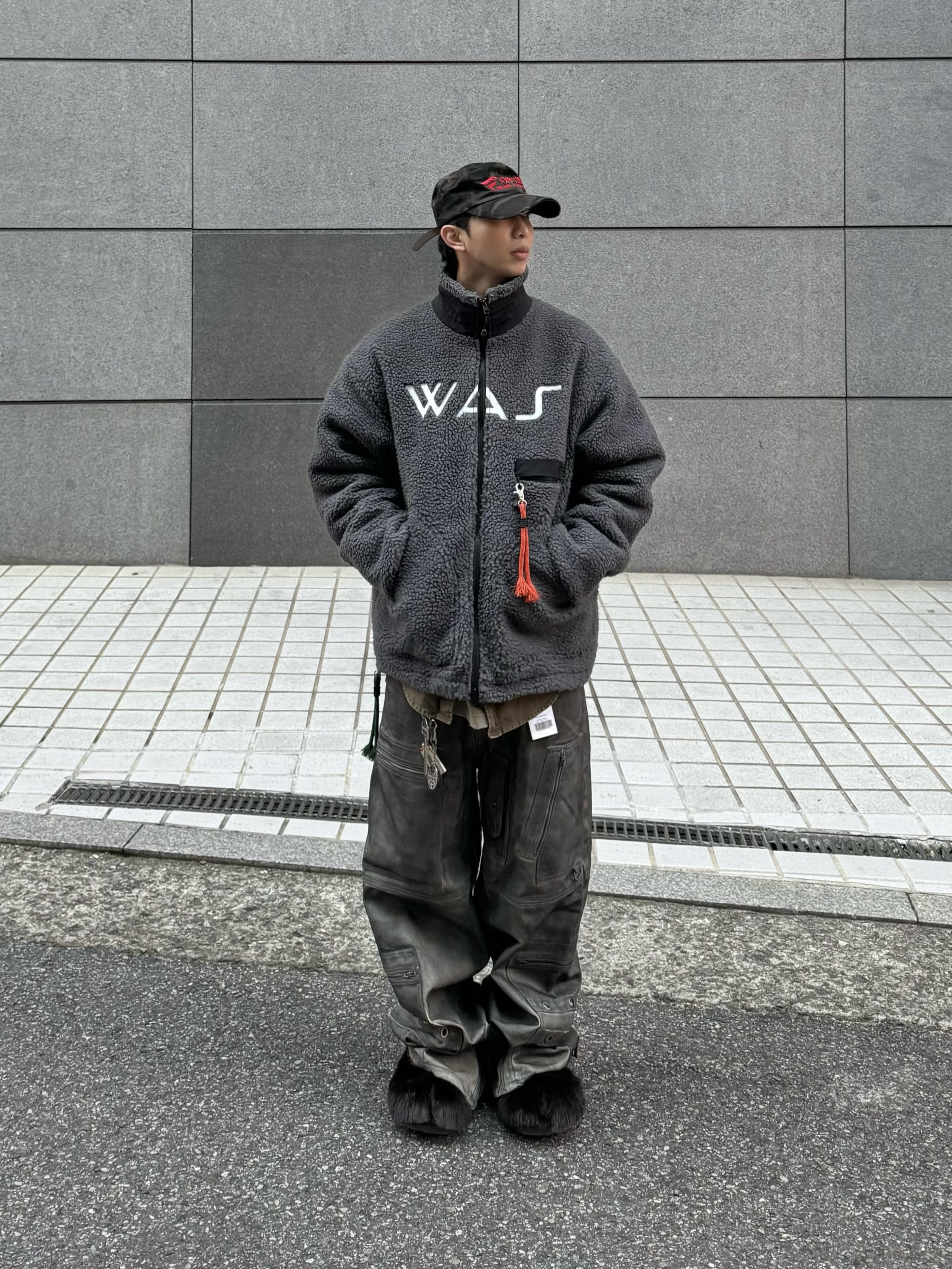 Project G/R Flight Denim Pants Dust Grey, ETCE New Vision Camo Cap Night Jungle 착용 스타일 - 5