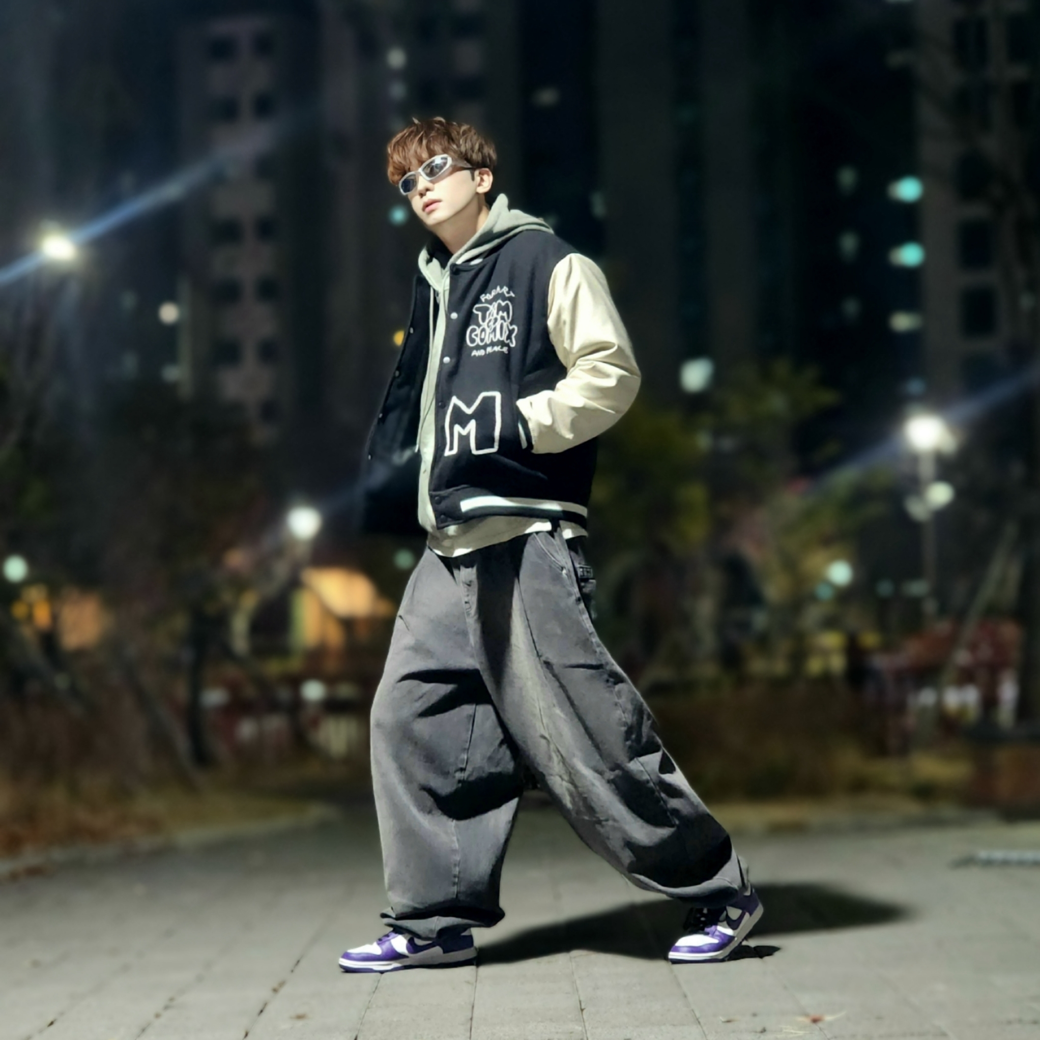 Nike Dunk Low Retro Championship Court Purple 착용 스타일 - 1