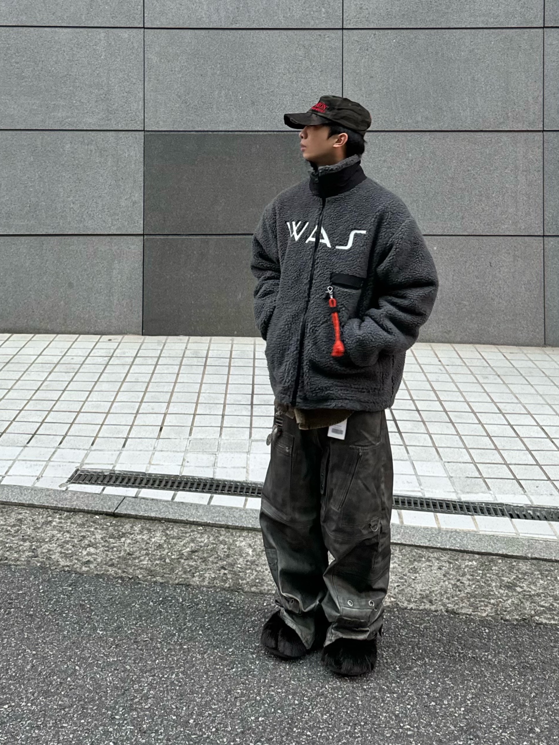 Project G/R Flight Denim Pants Dust Grey, ETCE New Vision Camo Cap Night Jungle 착용 스타일 - 4