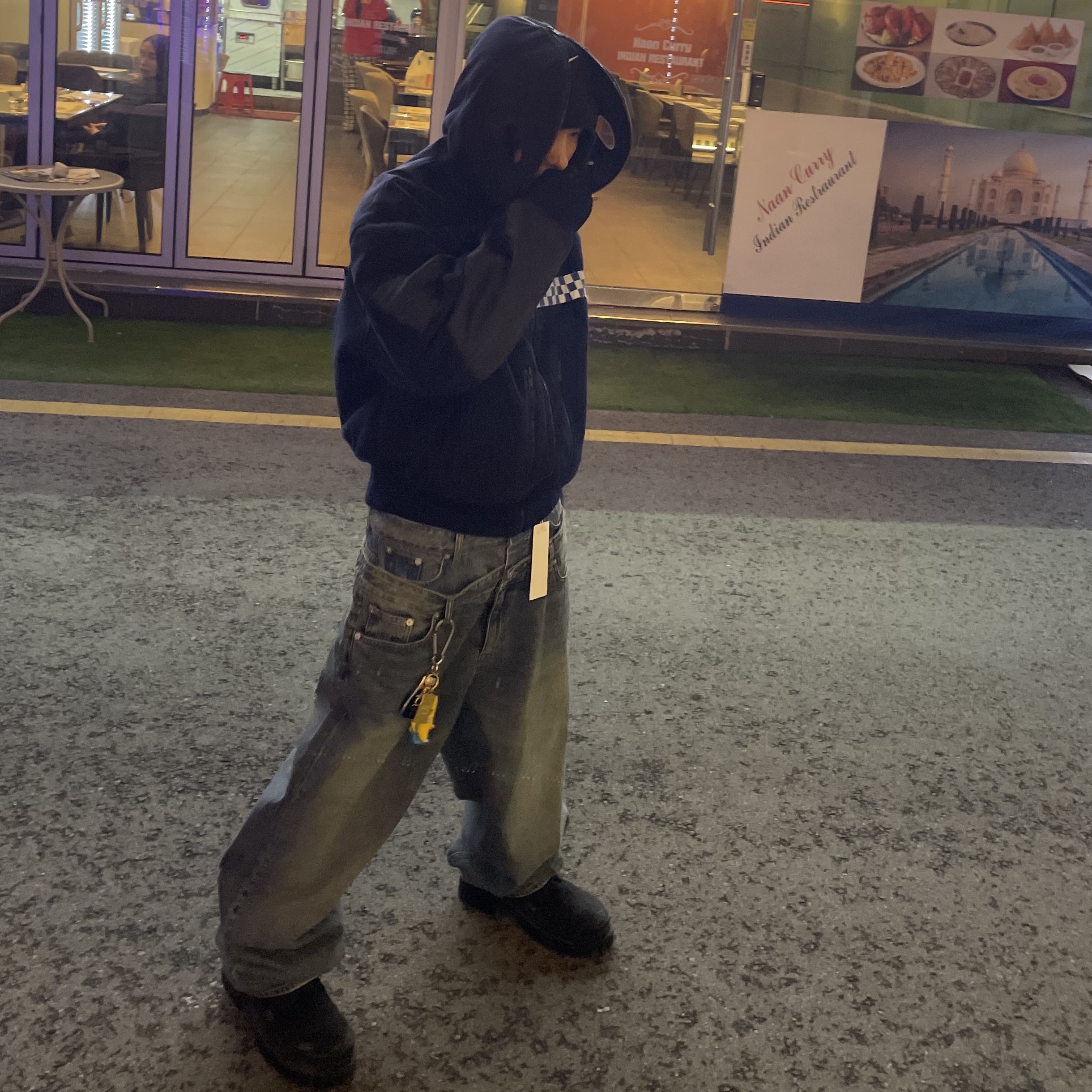 Project G/R 3 Layered Pants Blue, Project G/R Politico Fleece Jacket Navy 착용 스타일