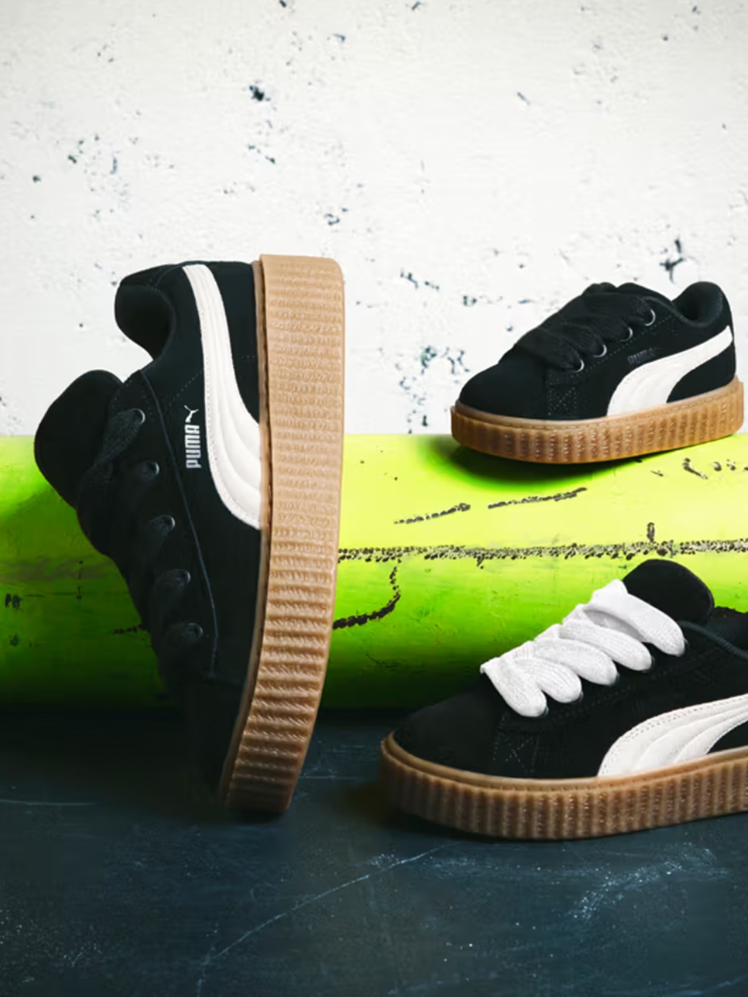 Puma x Fenty Creeper Phatty Black Warm White, Puma x Fenty Creeper Phatty Lavender Alert Burnt Red 착용 스타일 - 3