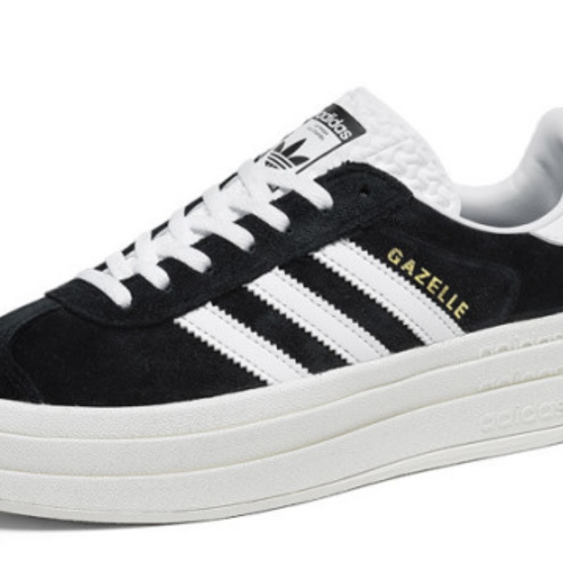(W) Adidas Gazelle Bold Core Black Cloud White 착용 스타일