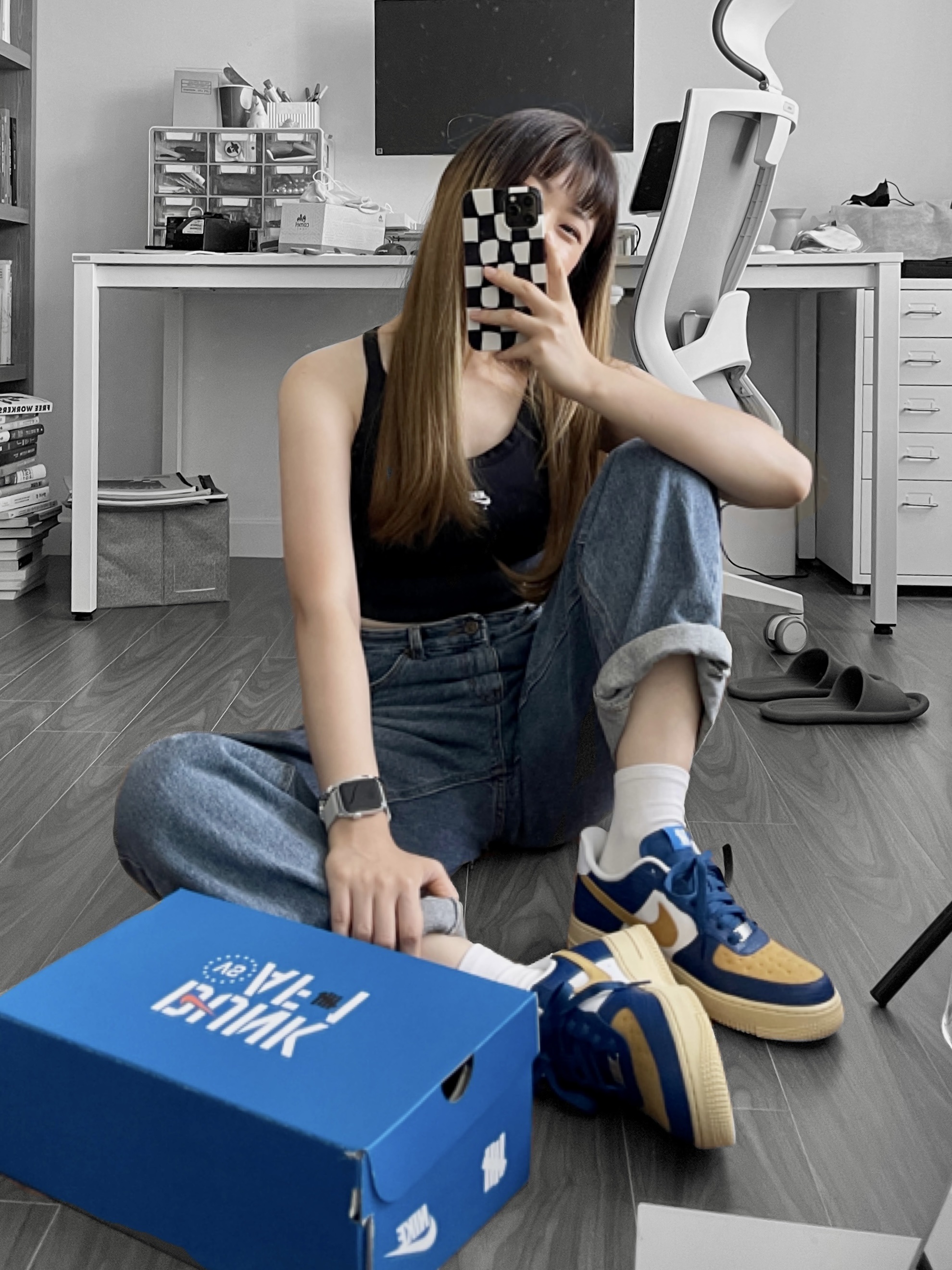 Nike x Undefeated Air Force 1 Low SP 5 On It Court Blue 착용 스타일
