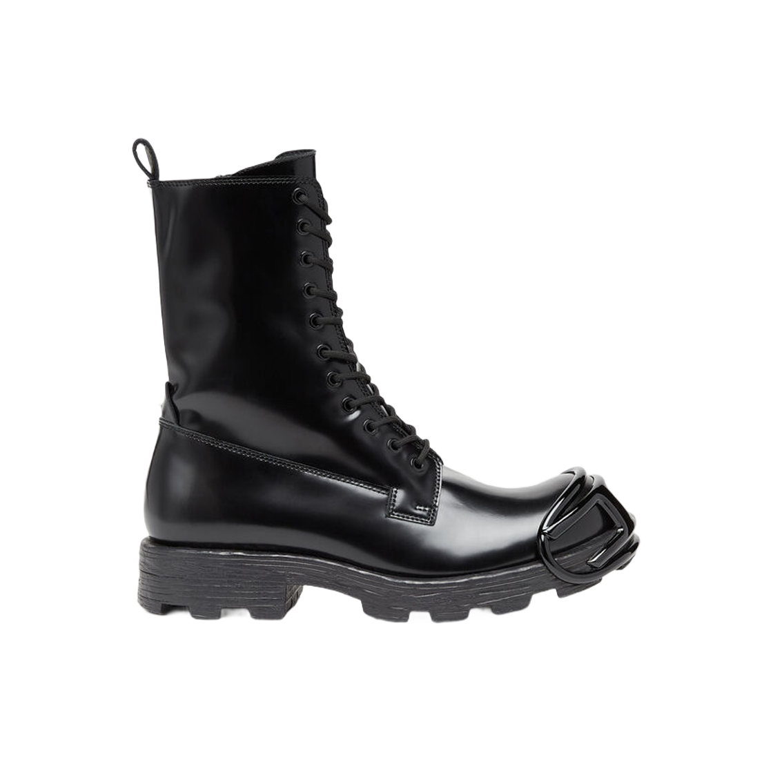 디젤 D-해머 BT D-레더 부츠 오발 D 토 가드 블랙(Diesel D-Hammer Bt D - Leather Boots with Oval D Toe Guard Black)