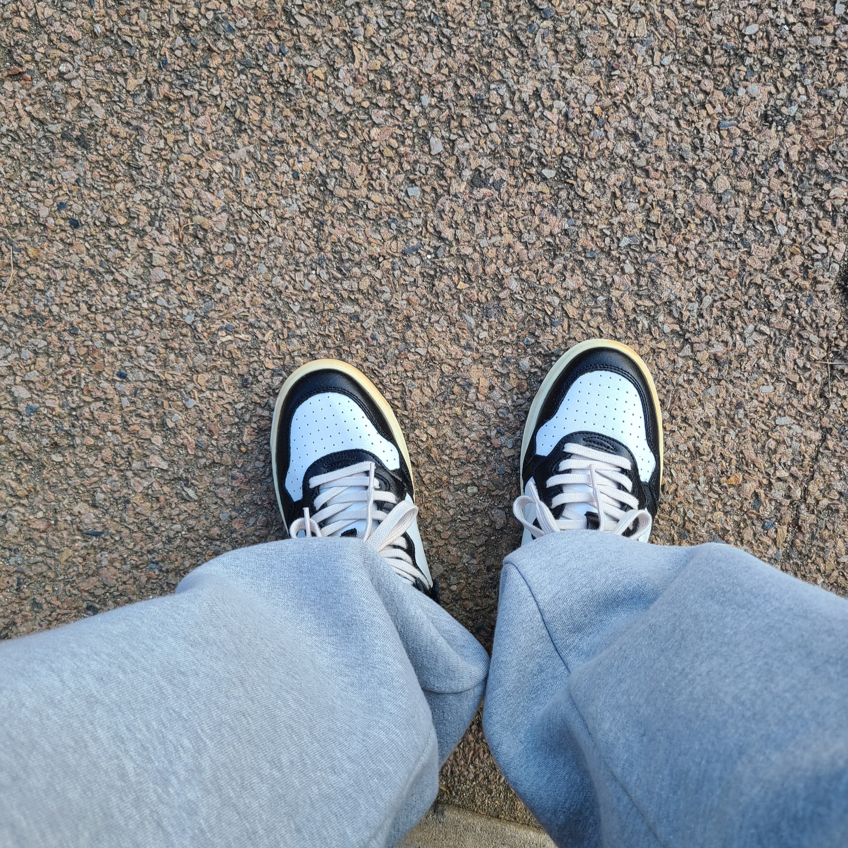 Autry Medalist Mid Leather Sneakers Black White 착용 스타일