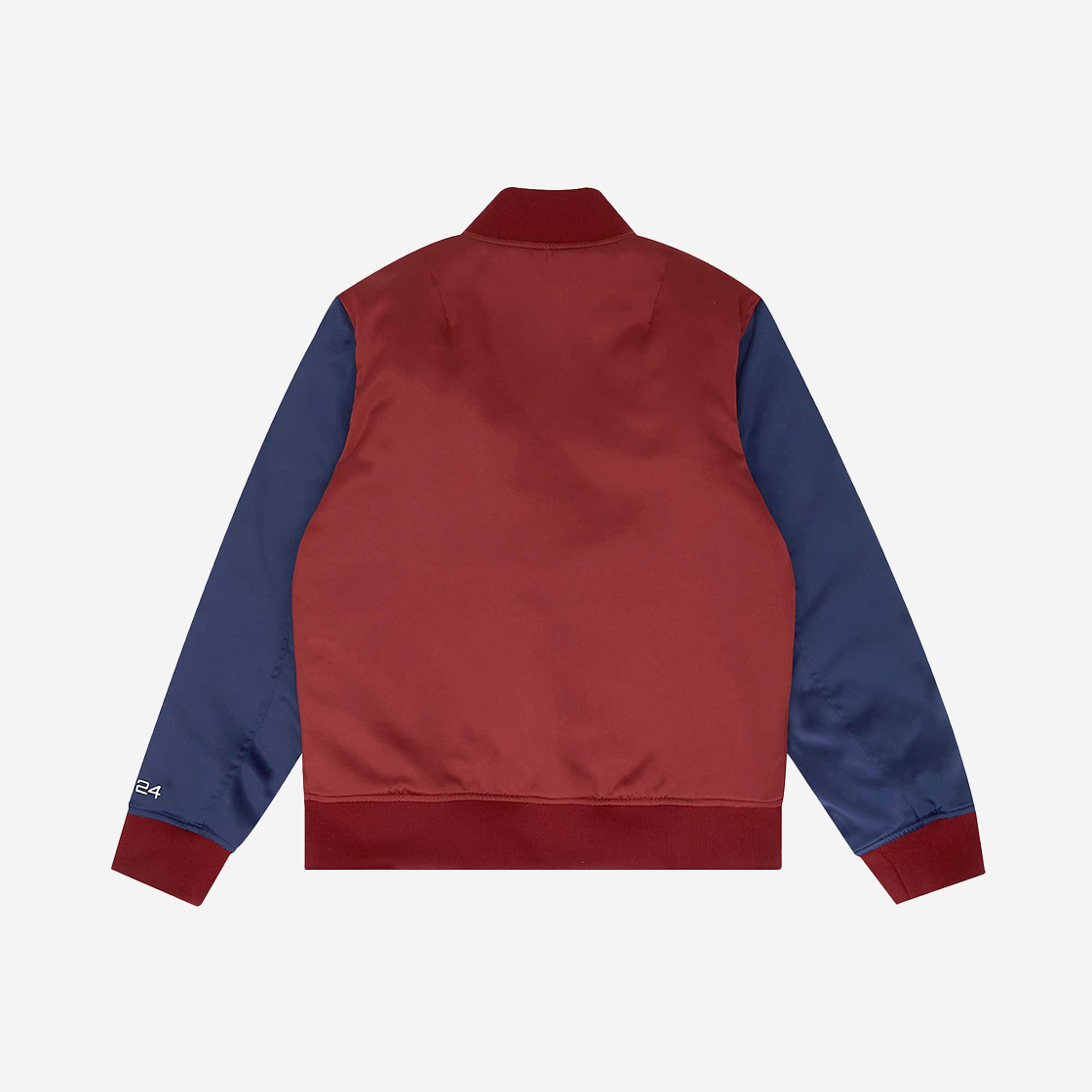 사파리스팟 우먼 1/2 사틴 봄버 자켓 네이비 버건디(Safarispot Women 1/2 Satin Bomber Jacket Navy Burgundy) - 2