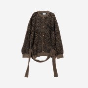 Magliano Oversized Mohair Yarn Cardigan with Animalier Pattern Brown Black Pois