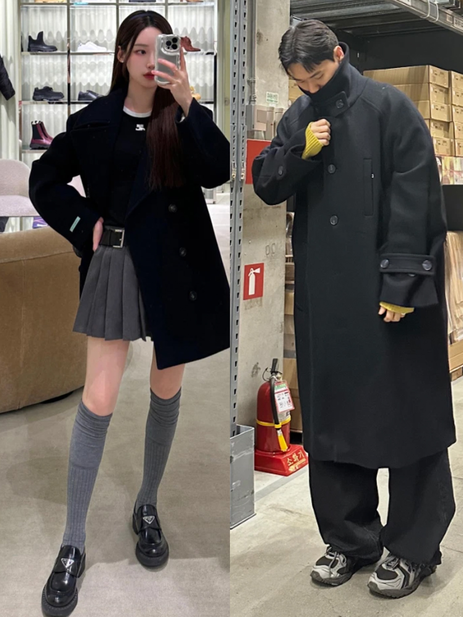 Supreme Mohair Beanie Heather Grey - 23FW, (W) Prada Chocolate Brushed Leather Loafers Black 착용 스타일 - 2