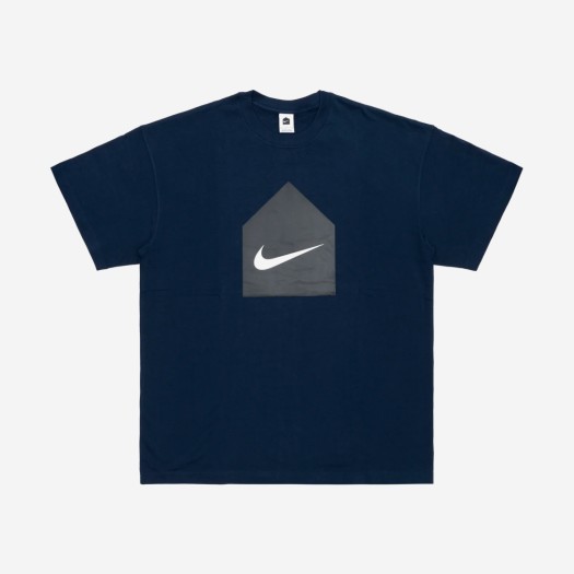 나이키 x 도버 스트리트 마켓 헛 로고 프로젝트 스우시 티셔츠 네이비