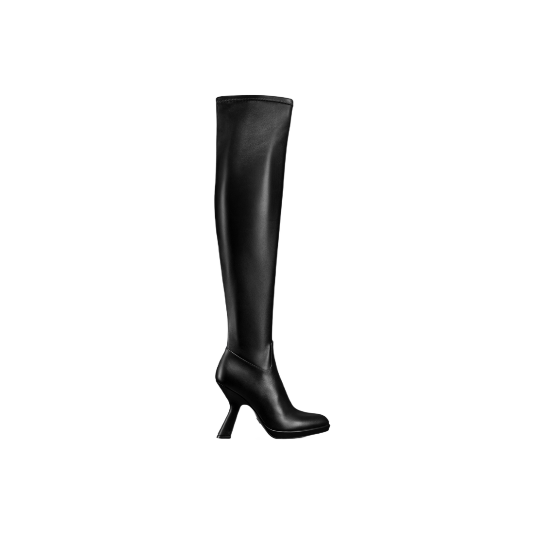 (W) Dior D-Fiction Heeled Thigh Boot Black Leather Effect Stretch Material 상세 이미지 1