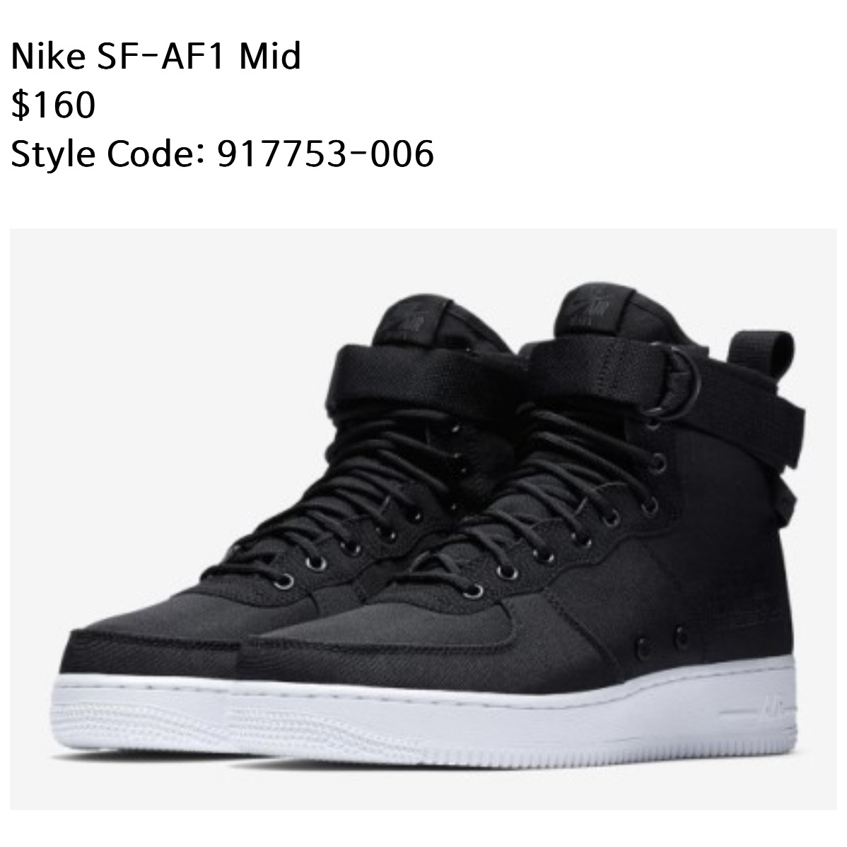 Nike SF Air Force 1 Mid Black Anthracite White 착용 스타일 - 1