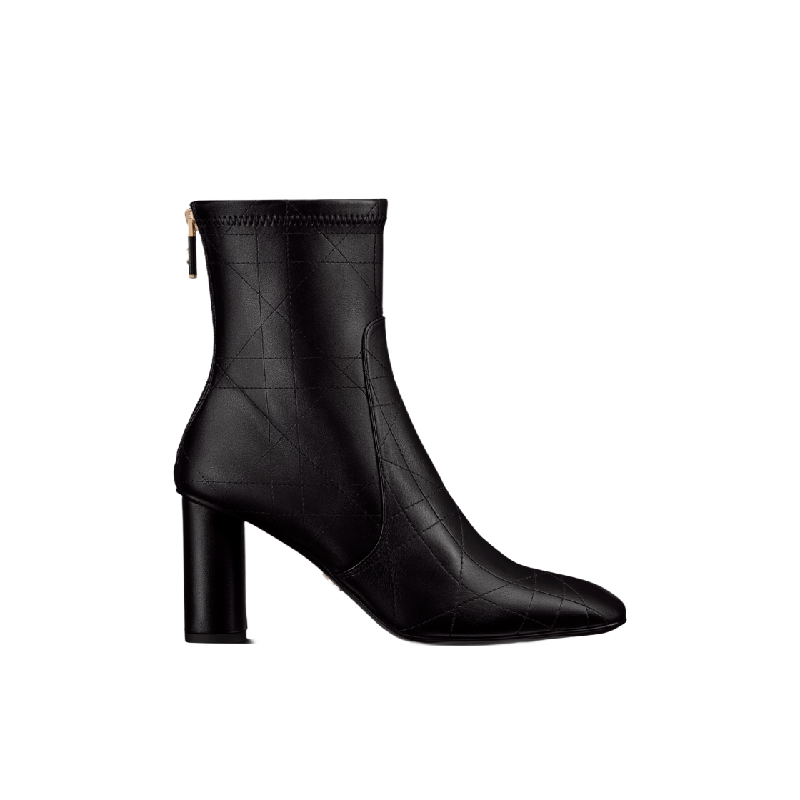 (W) Dior D-Shadow Heeled Ankle Boot Leather Effect Stretch Material with Macrocannage Motif Black 상세 이미지 1