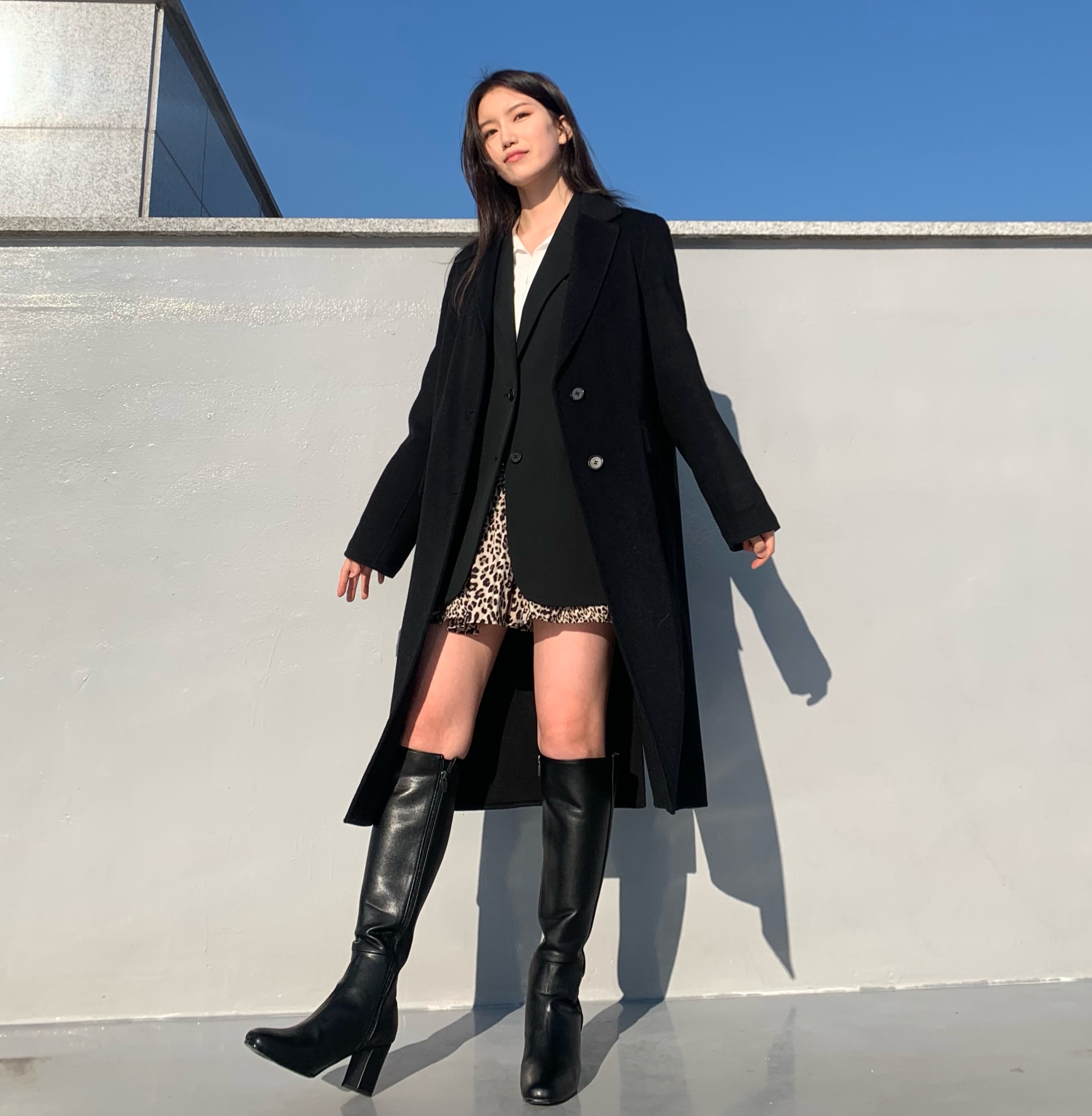 Zara x Ader Error Wool Blend Oversize Coat Black 착용 스타일