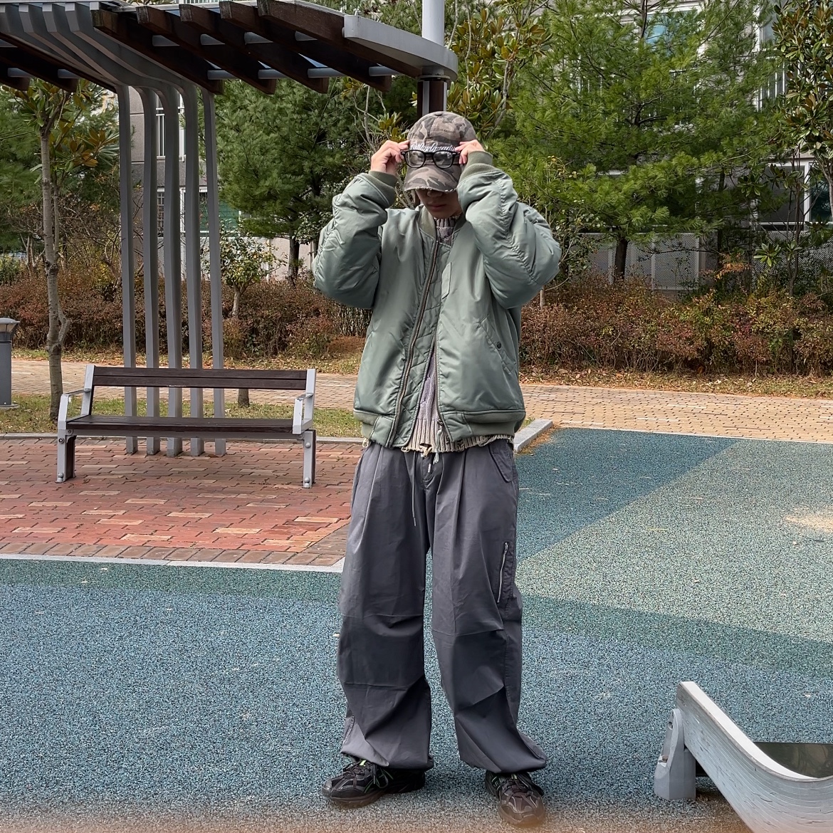 Asics x Andersson Bell Gel-Sonoma 15-50 Black Green 착용 스타일 - 1