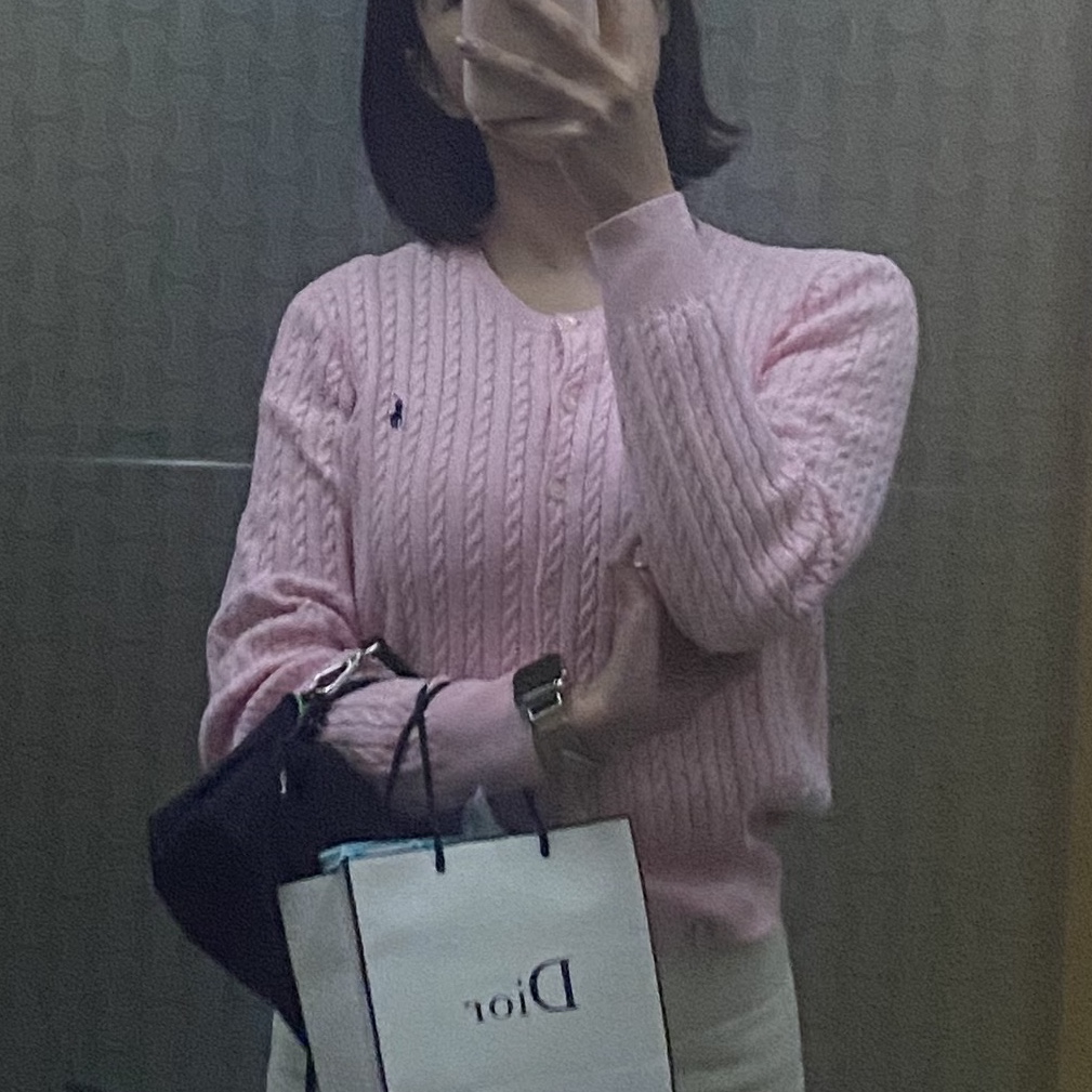 [30% 적립] Polo Ralph Lauren Children Mini Cable Cotton Cardigan Pink 착용 스타일