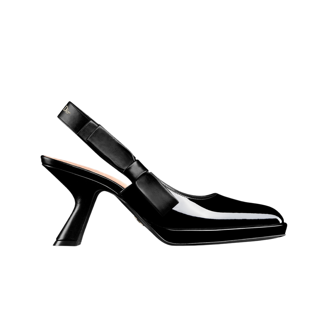 (W) 디올 스윗-D 슬링백 펌프 블랙 페이턴트 샤이니 카프스킨((W) Dior Sweet-D Slingback Pump Black Patent Shiny Calfskin)