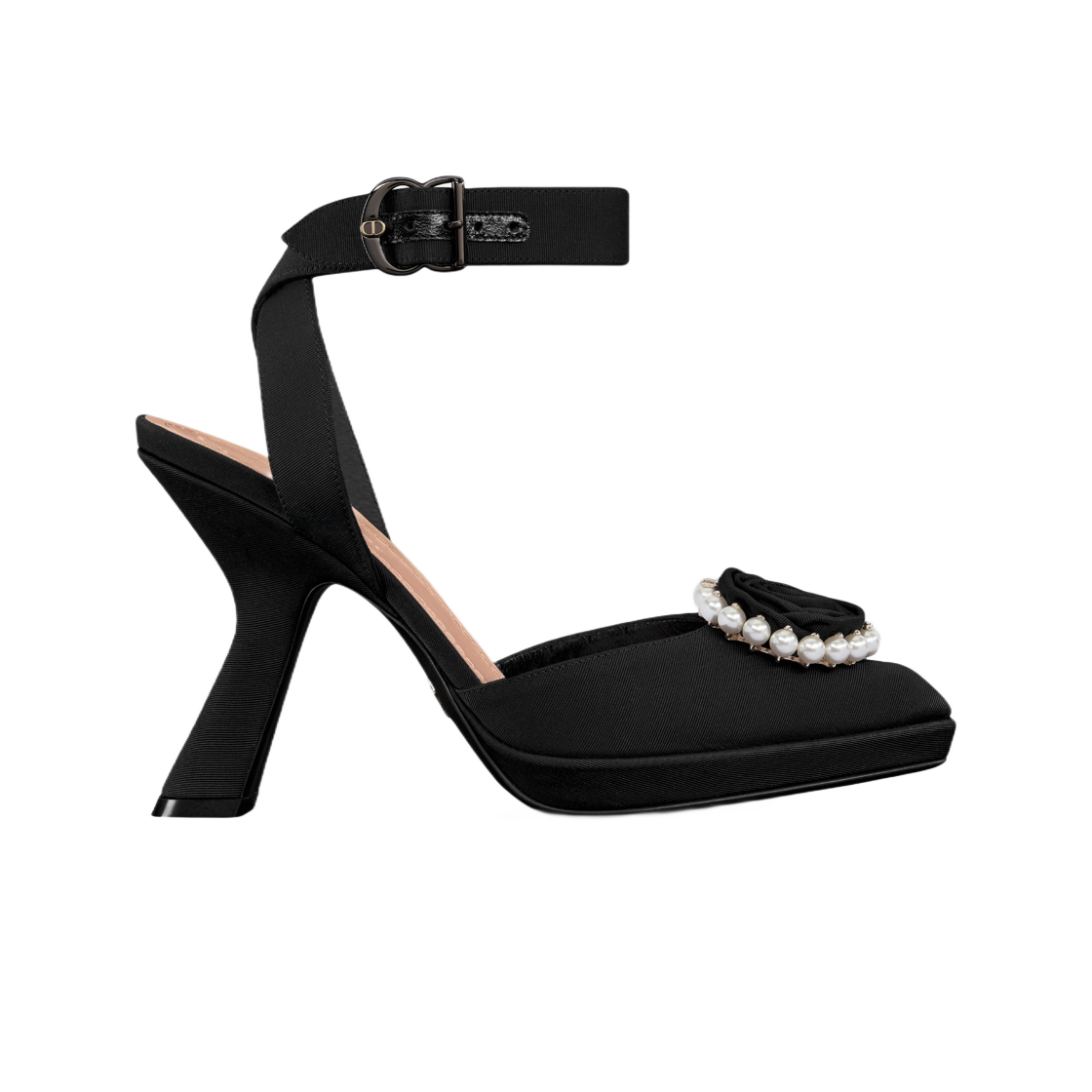 (W) Dior Rose Pump Black Grosgrain White Resin Pearls 상세 이미지 1