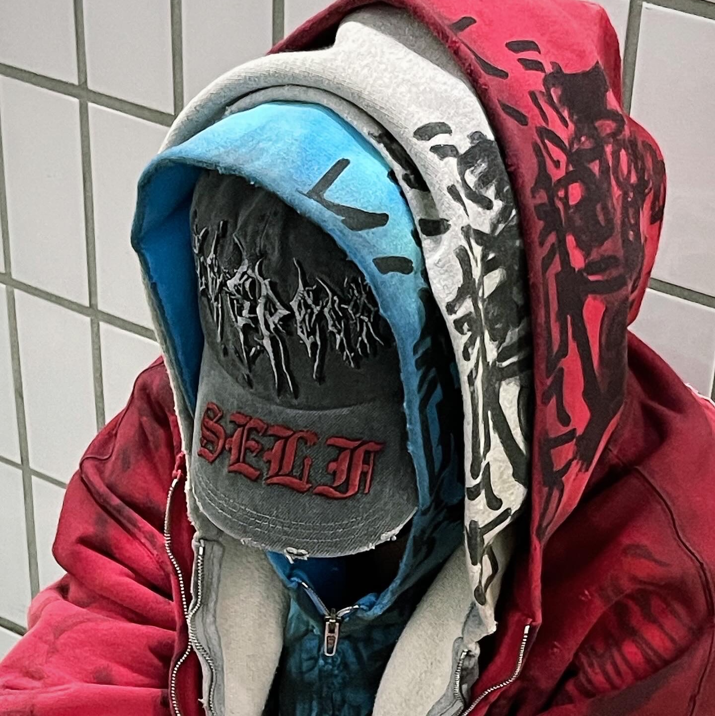 Balenciaga Skater Zip-Up Hoodie Medium Fit Blue Sky, Balenciaga Skater Baggy Sweatpants Blue Sky 착용 스타일 - 4