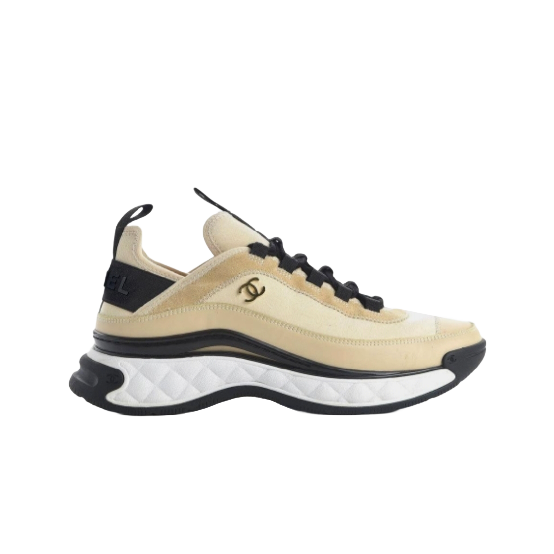 G45331-B14494-NT769 Chanel Mixed Fibers Sneakers Suede Calfskin & Gold Light Beige