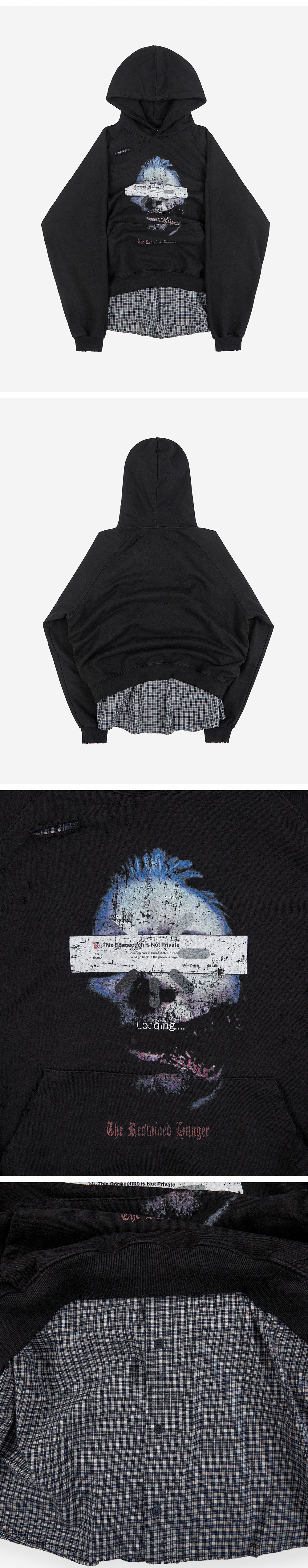 パーカー・フーディ [SUNDAYOFFCLUB]The Restrained Hunger Shirt Layered Hoodie ○SUNDAYOFFCLUB○ The Restrained Hunger Shirt Layered Hoodie