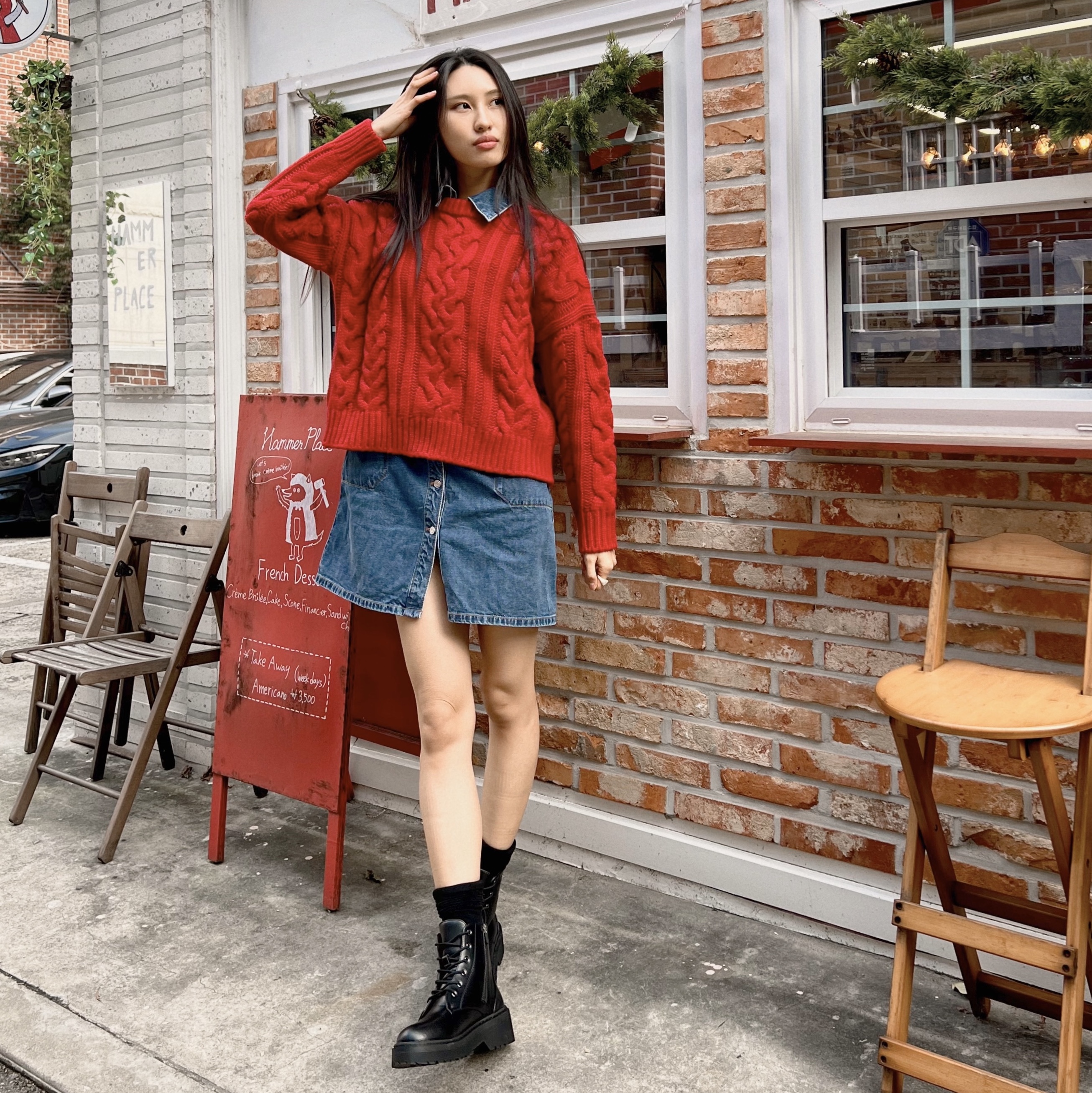 Dr. Martens Jadon Boots Black 착용 스타일 - 1