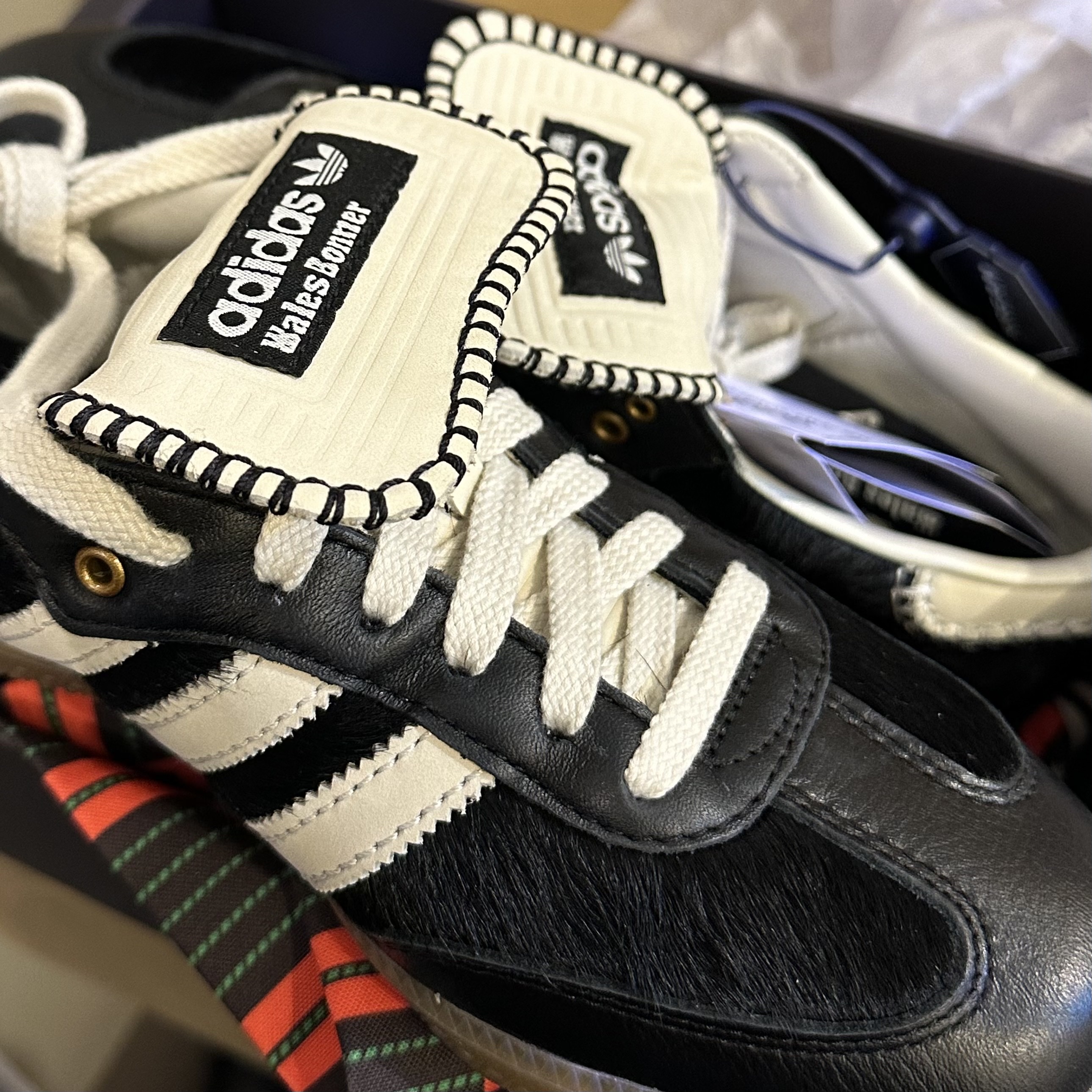 Adidas x Wales Bonner Pony Tonal Samba Core Black Cream White 착용 스타일